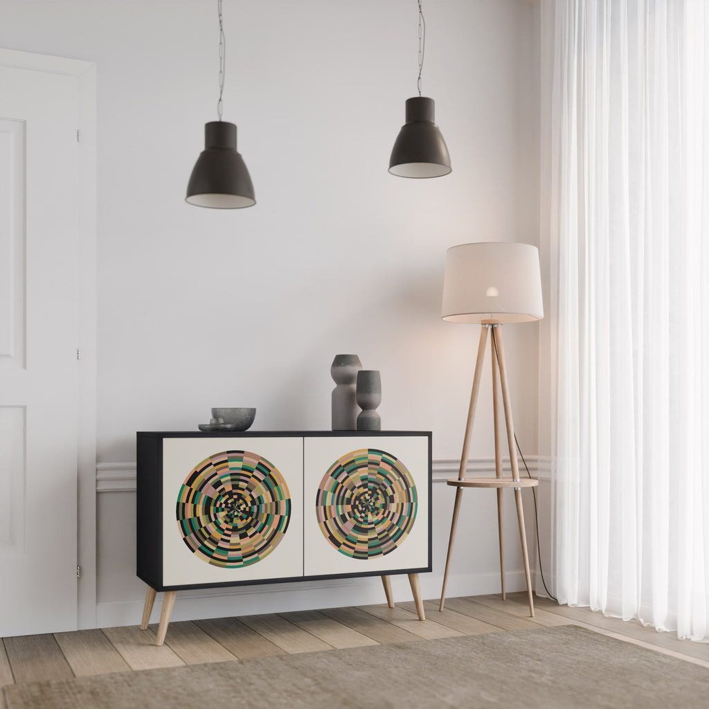 GREEN CIRCLES Sideboard mit 2 Türen in Schwarz