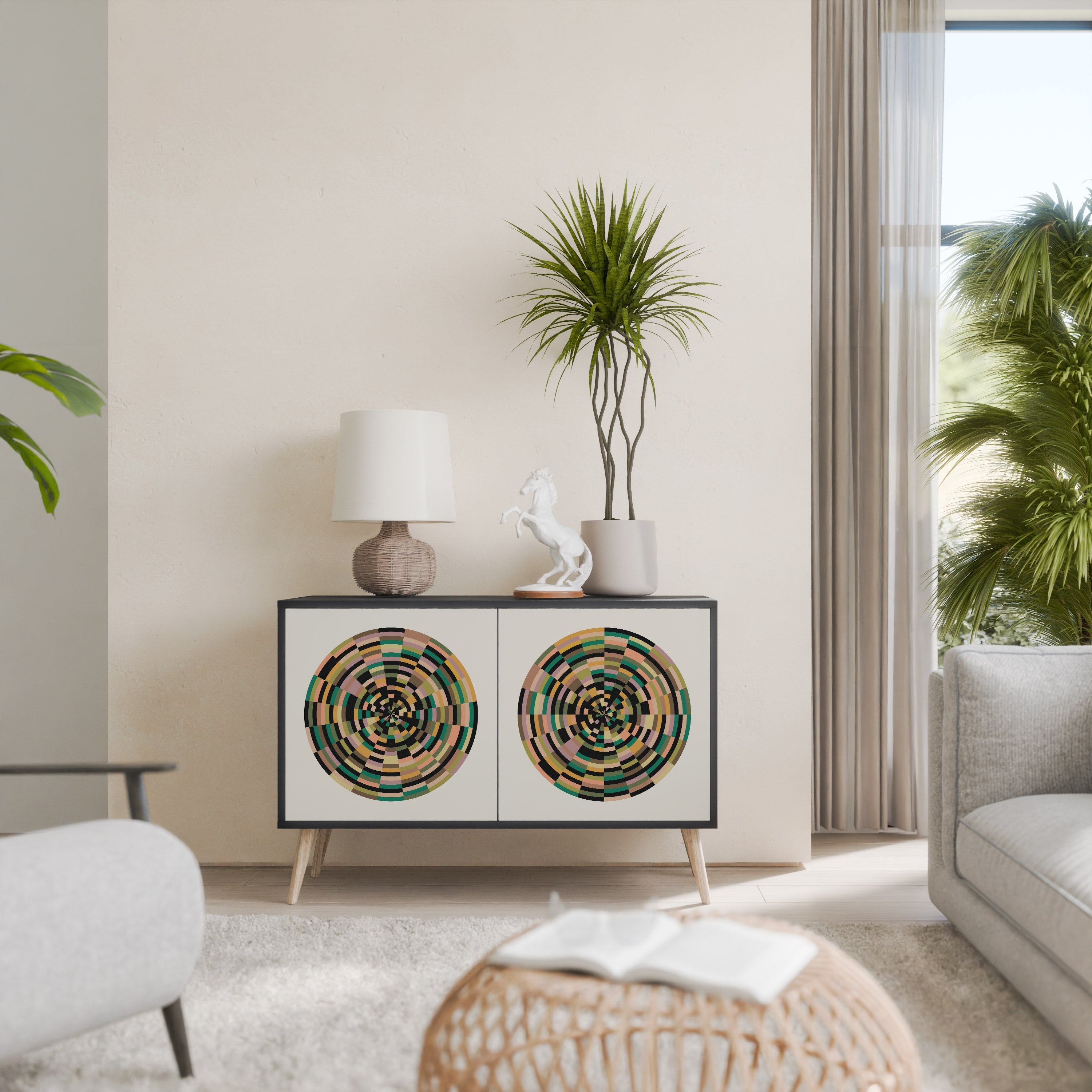 GREEN CIRCLES Sideboard mit 2 Türen in Schwarz