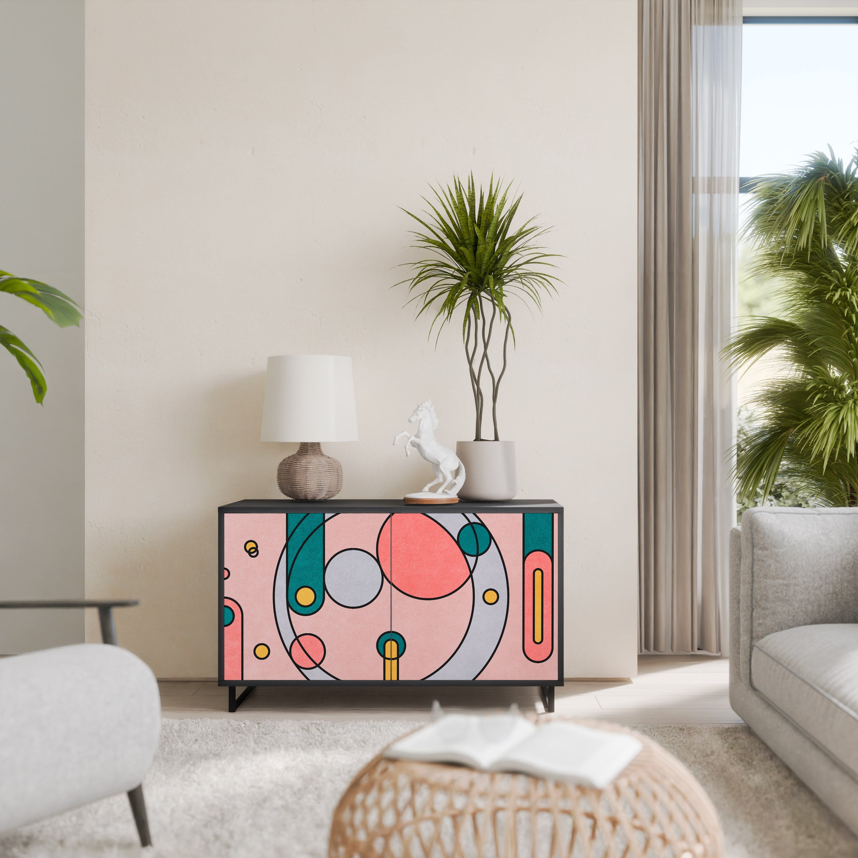 GOSSAMER ECHOES Sideboard mit 2 Türen in Schwarz