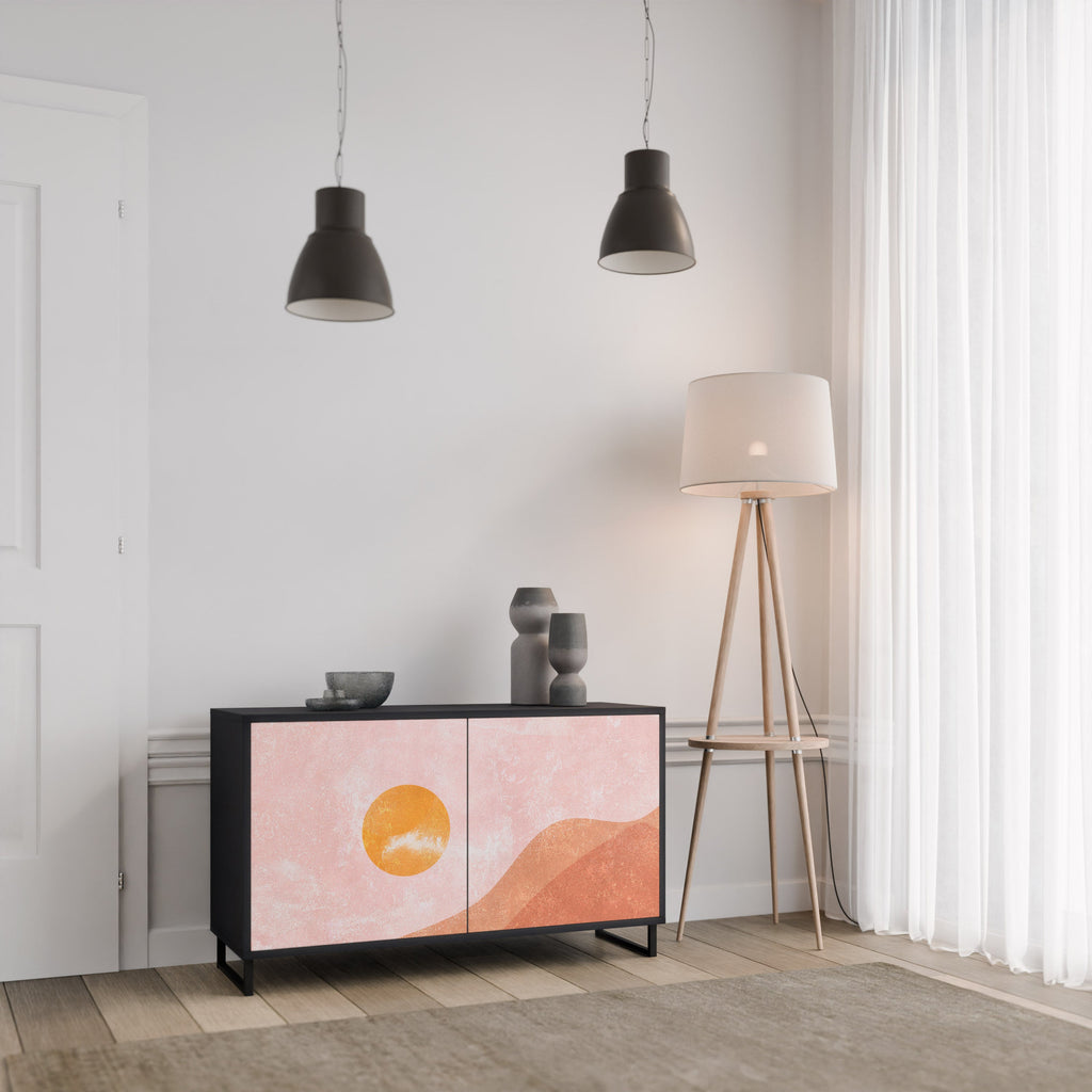 LUMINOUS SUNLIGHT Sideboard mit 2 Türen in Schwarz