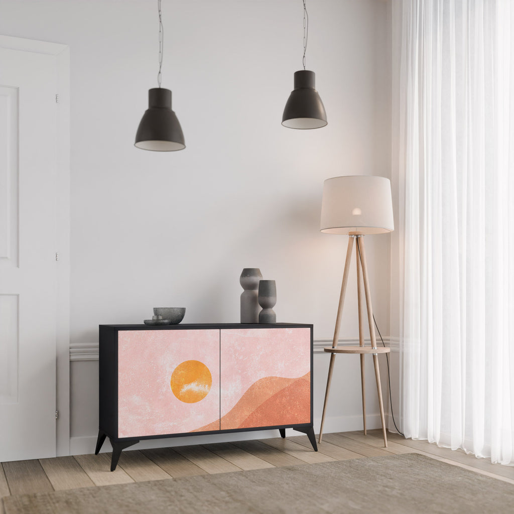 LUMINOUS SUNLIGHT Sideboard mit 2 Türen in Schwarz