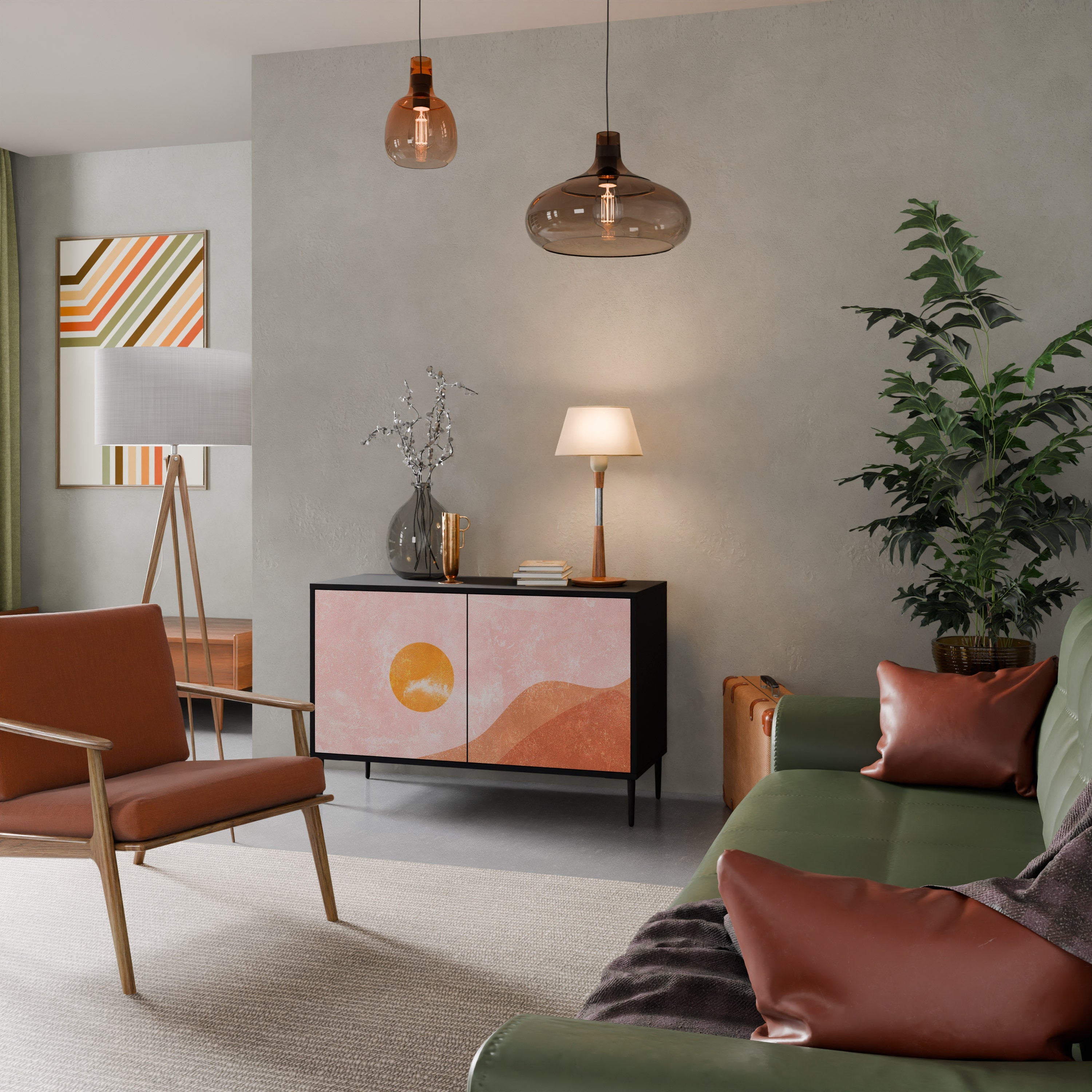 LUMINOUS SUNLIGHT Sideboard mit 2 Türen in Schwarz