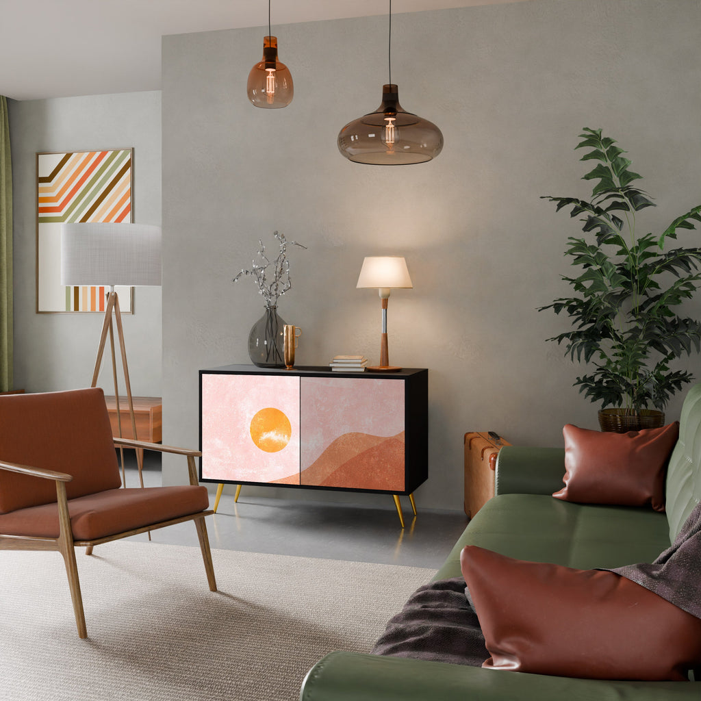 LUMINOUS SUNLIGHT Sideboard mit 2 Türen in Schwarz