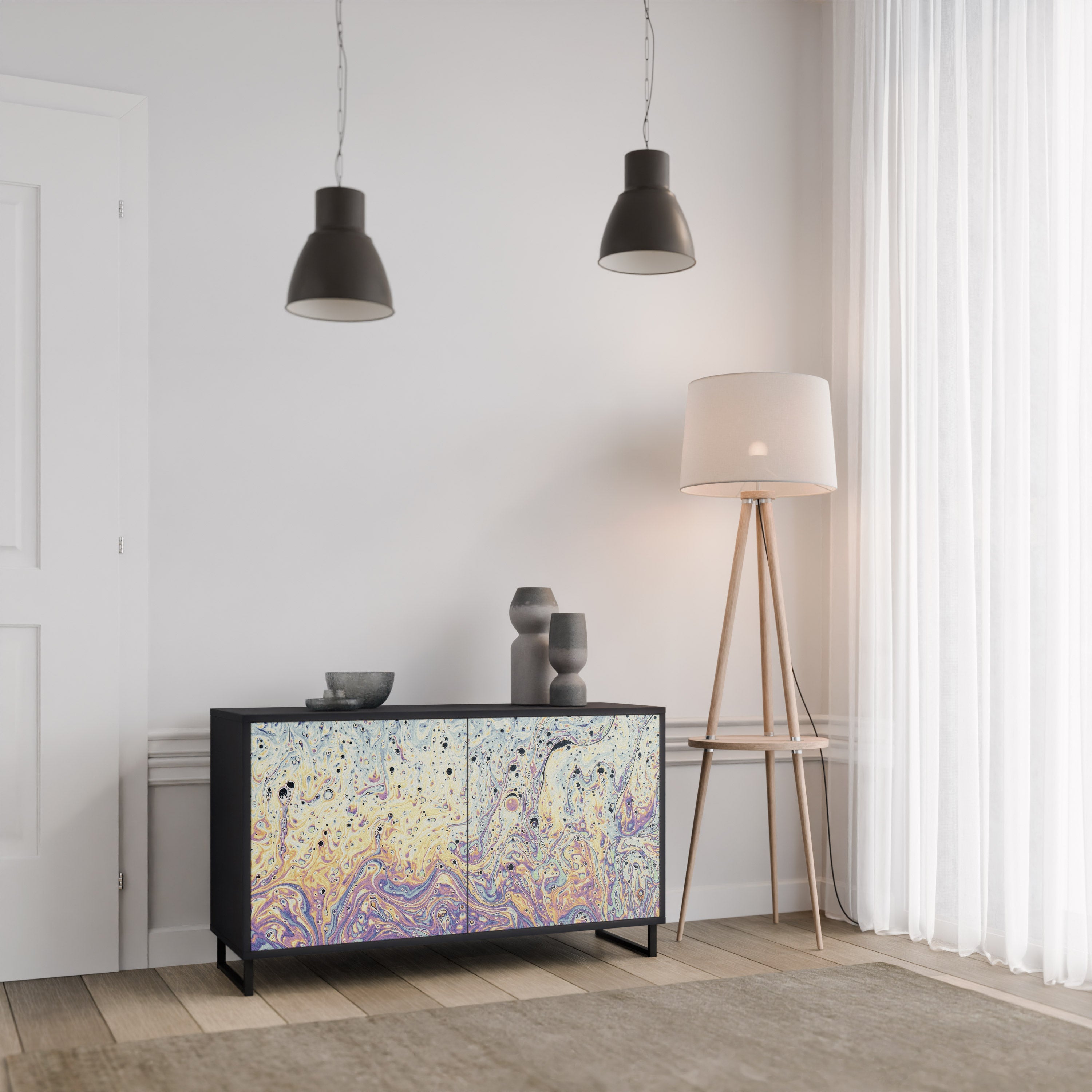 MOSAIC OF COLORS Sideboard mit 2 Türen in Schwarz