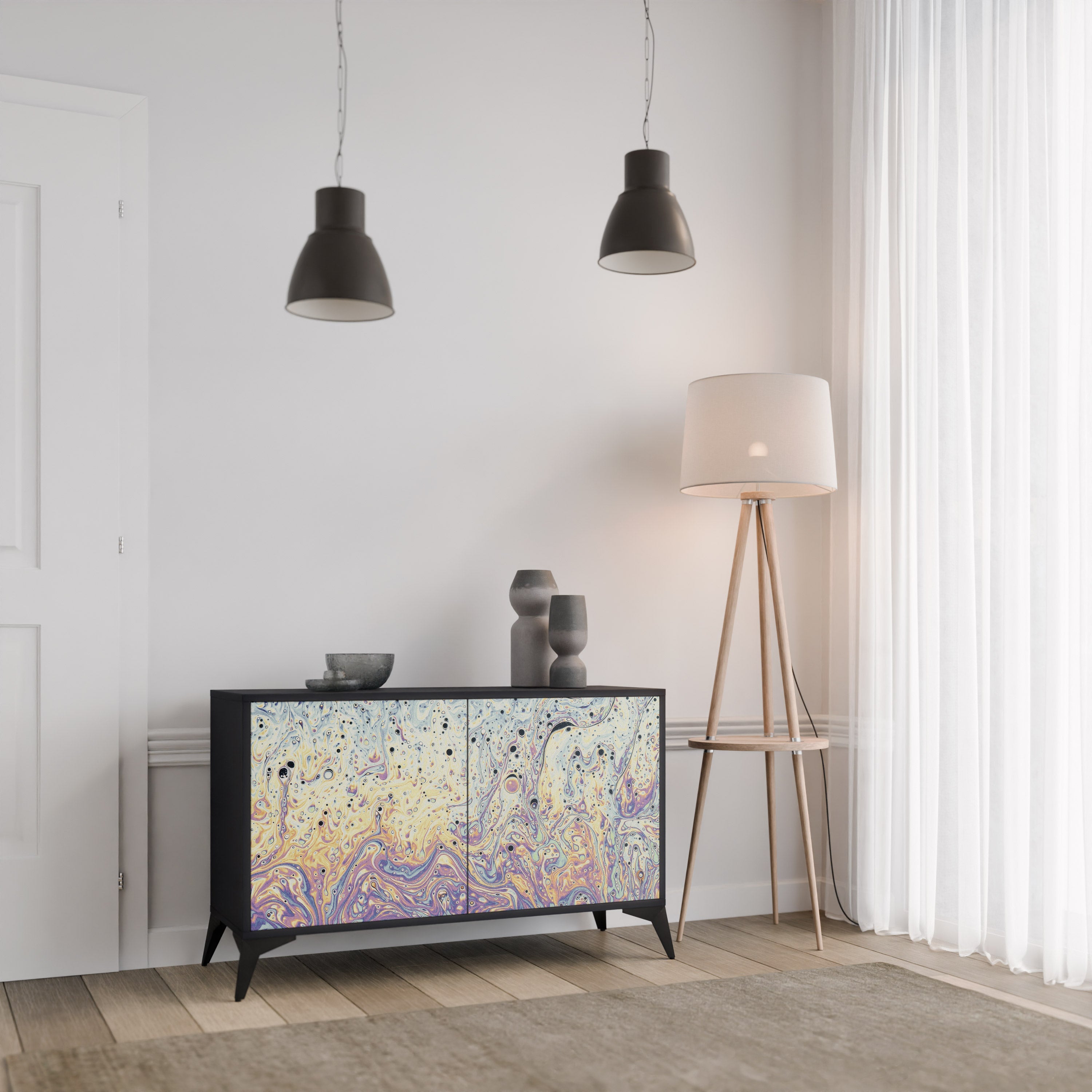 MOSAIC OF COLORS Sideboard mit 2 Türen in Schwarz