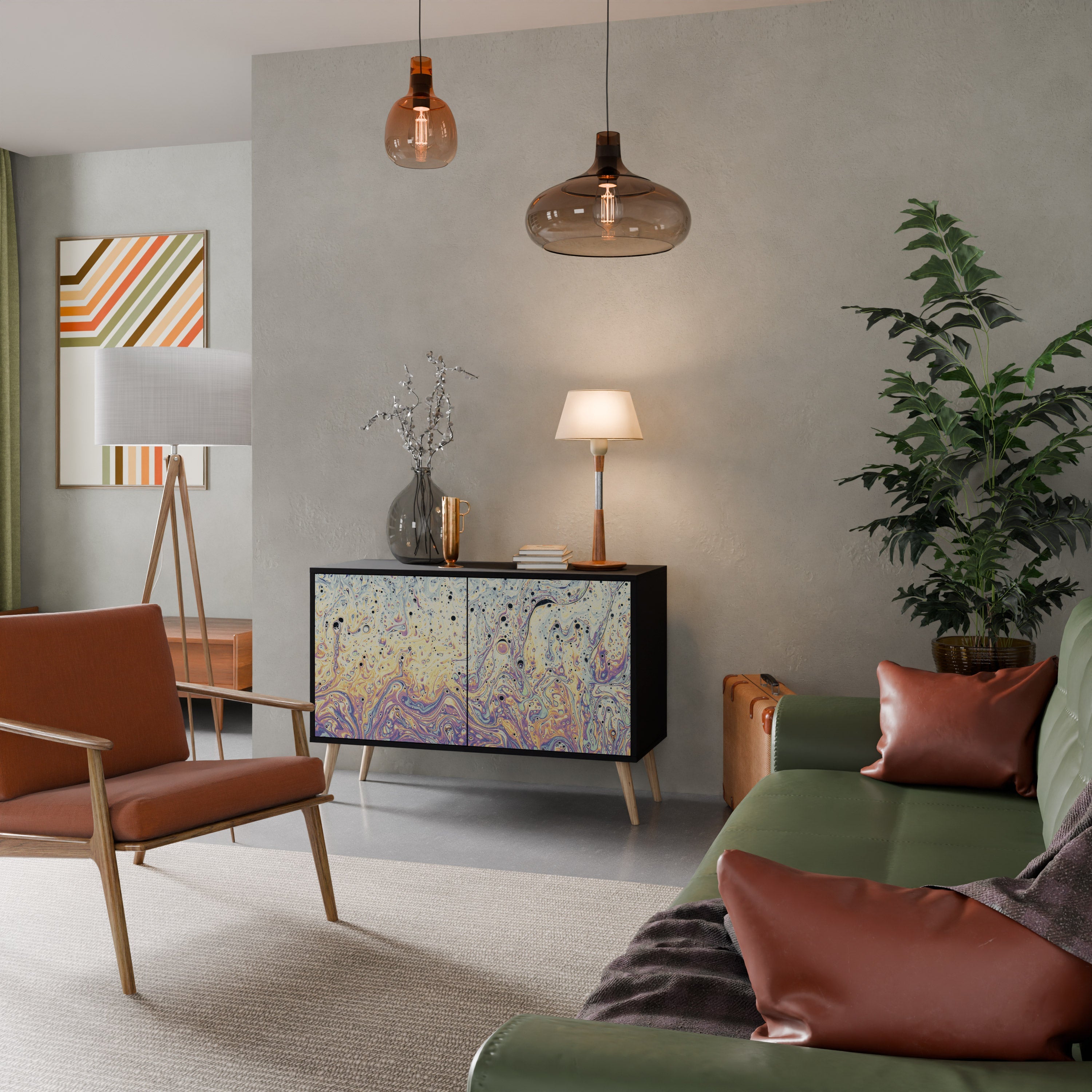 MOSAIC OF COLORS Sideboard mit 2 Türen in Schwarz