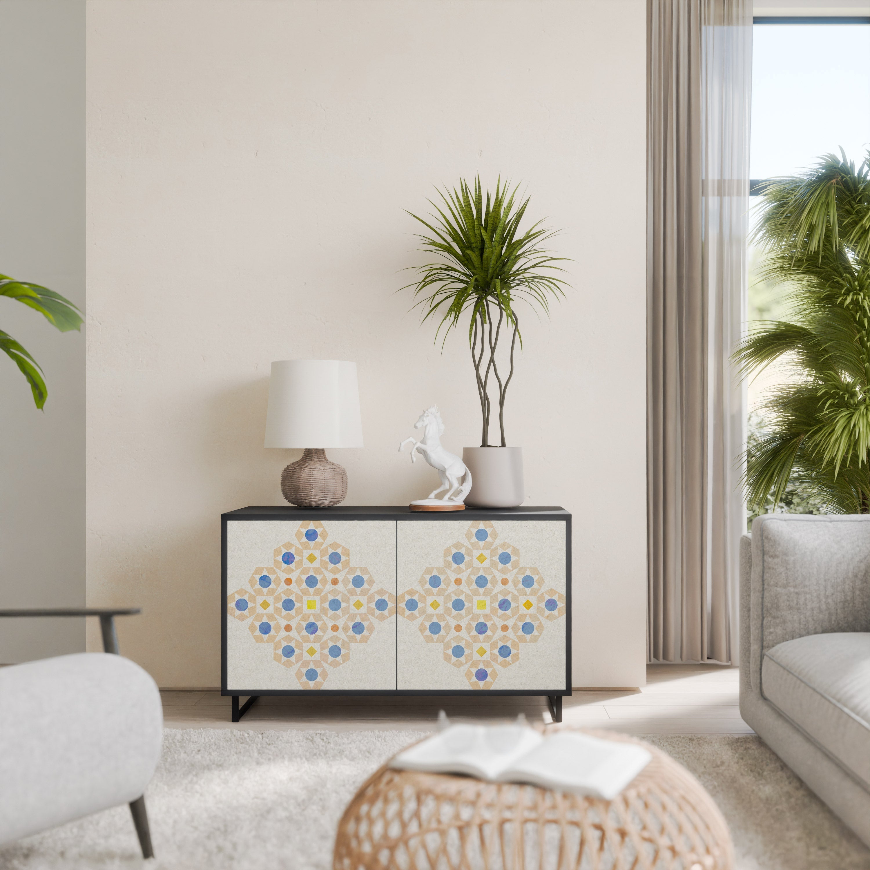 PATTERNED PRISM Sideboard mit 2 Türen in Schwarz