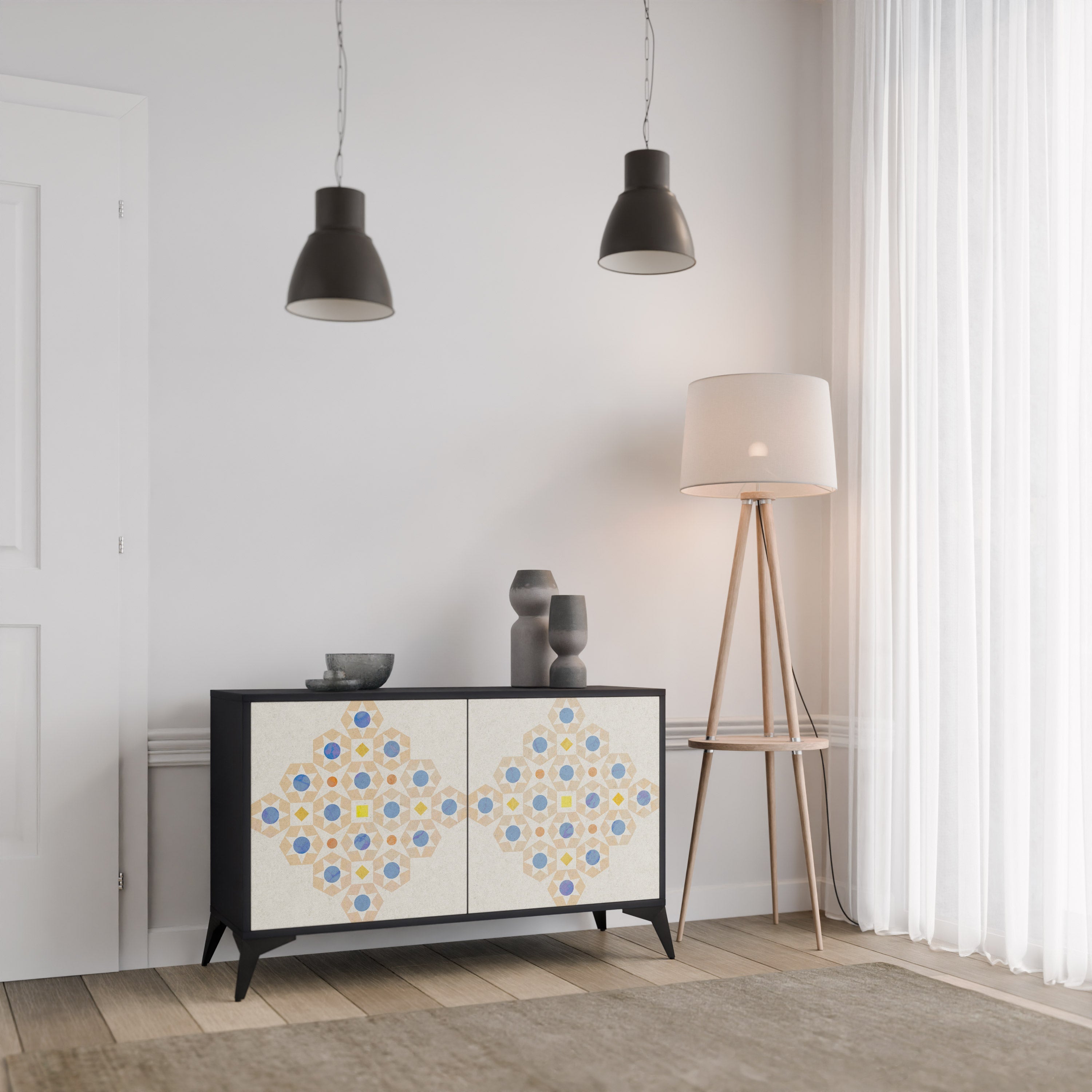 PATTERNED PRISM Sideboard mit 2 Türen in Schwarz