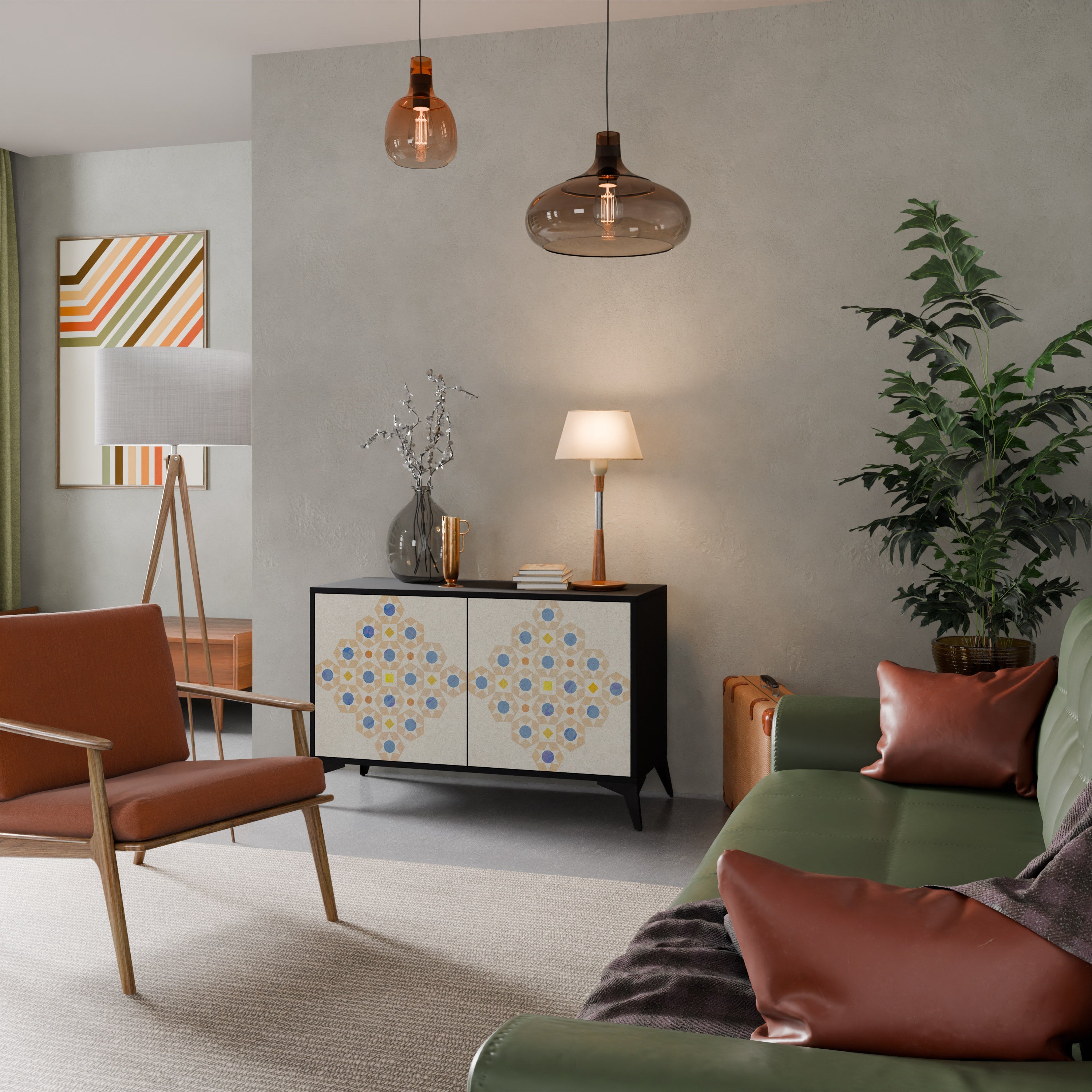 PATTERNED PRISM Sideboard mit 2 Türen in Schwarz