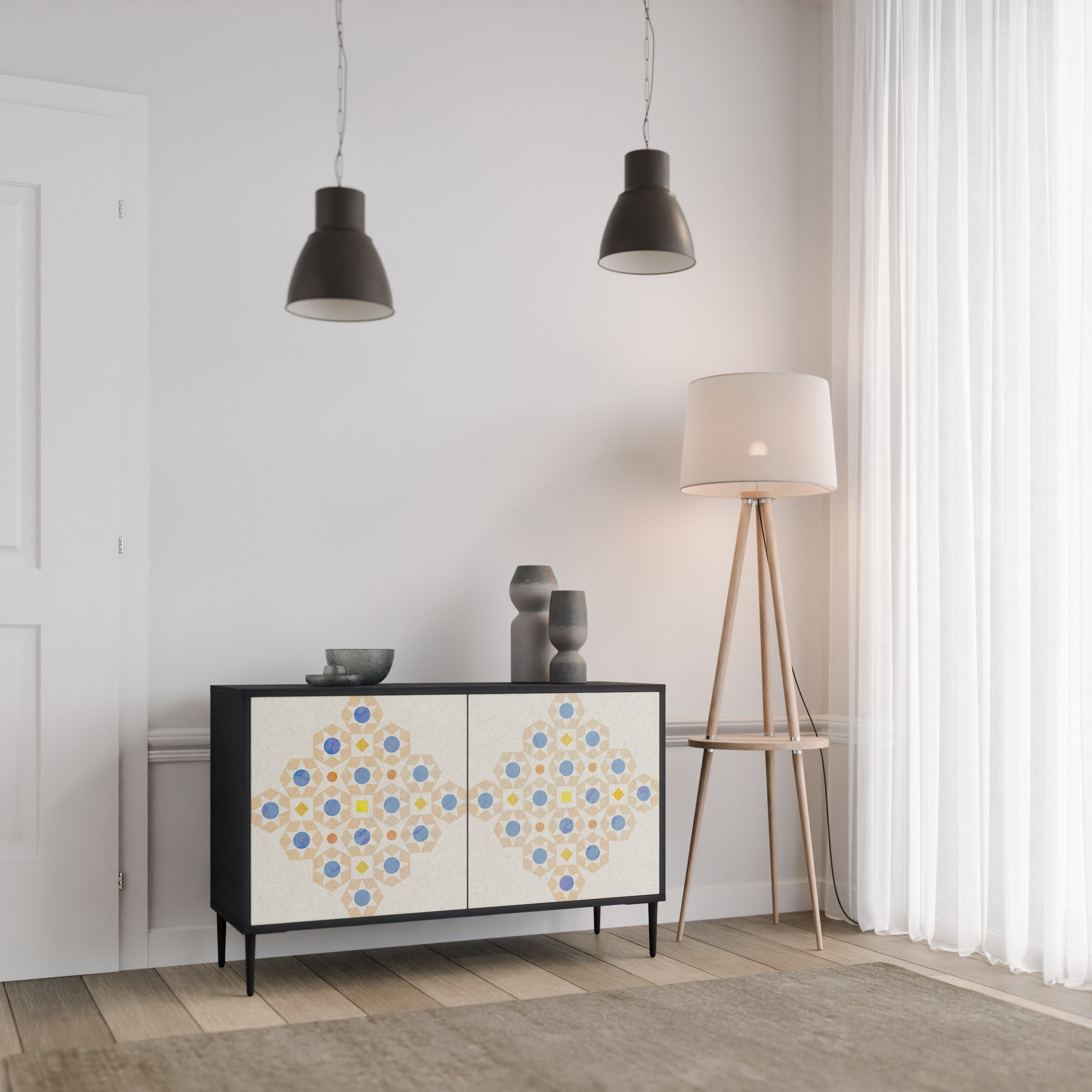 PATTERNED PRISM Sideboard mit 2 Türen in Schwarz