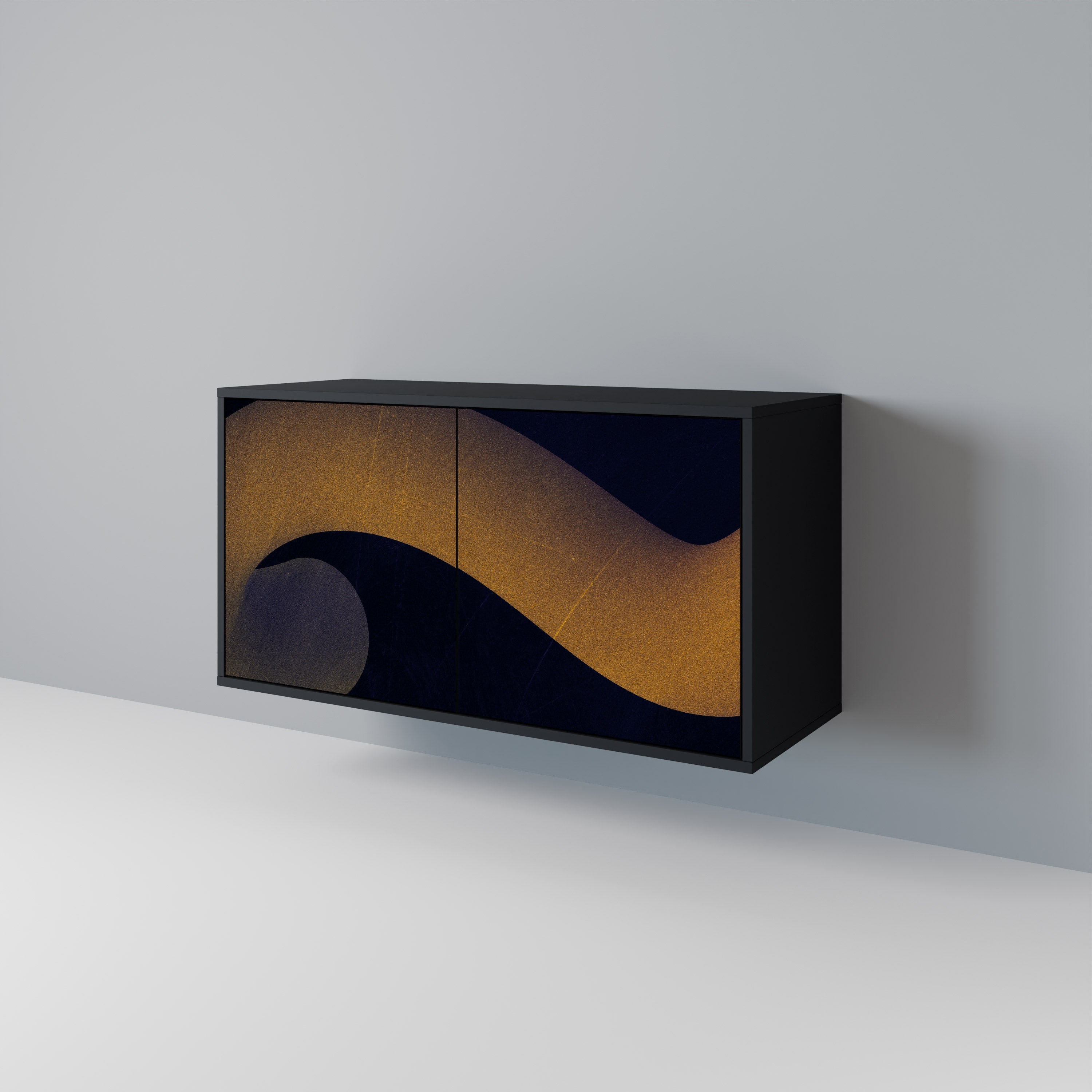HOLLOW TIME Sideboard mit 2 Türen in Schwarz