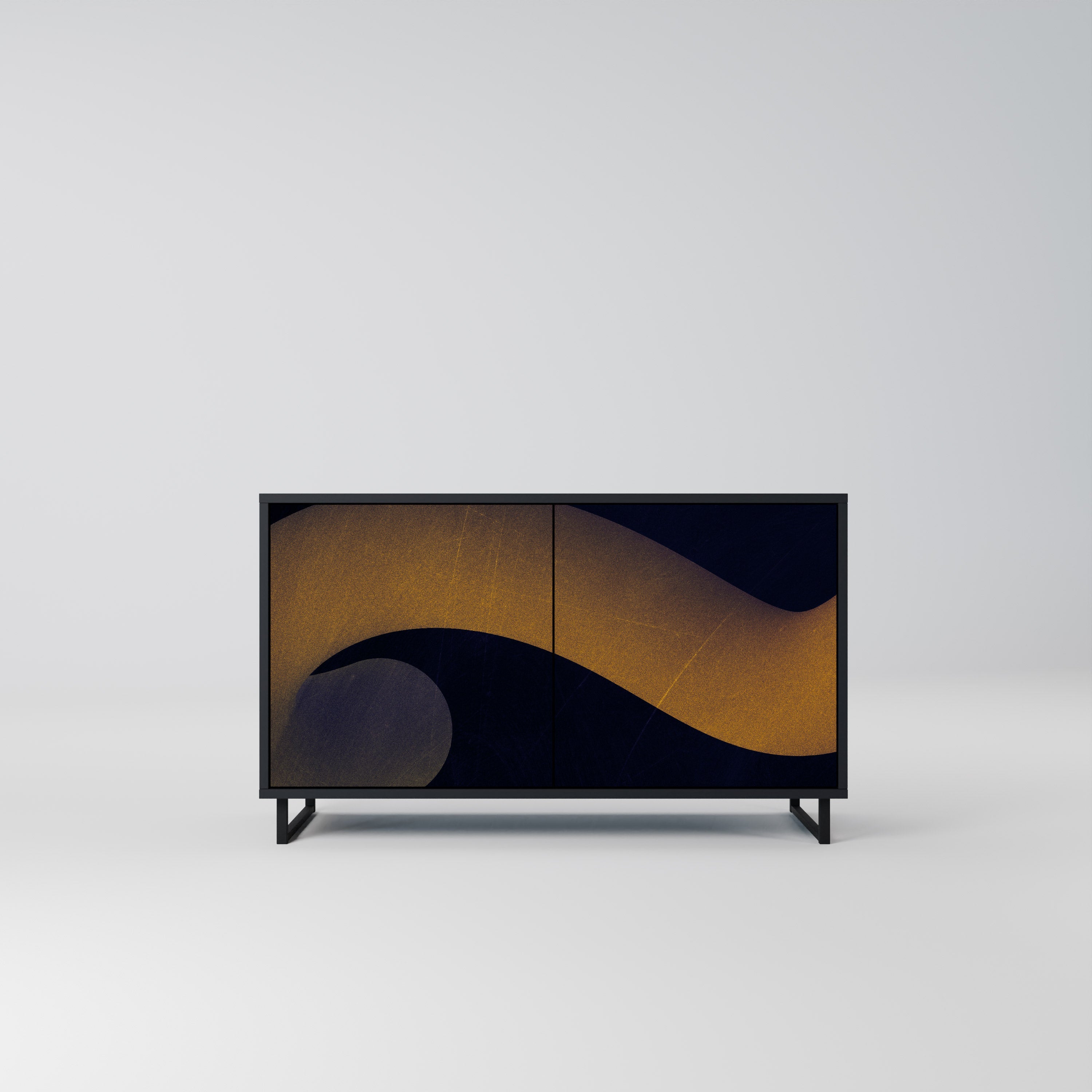 HOLLOW TIME Sideboard mit 2 Türen in Schwarz