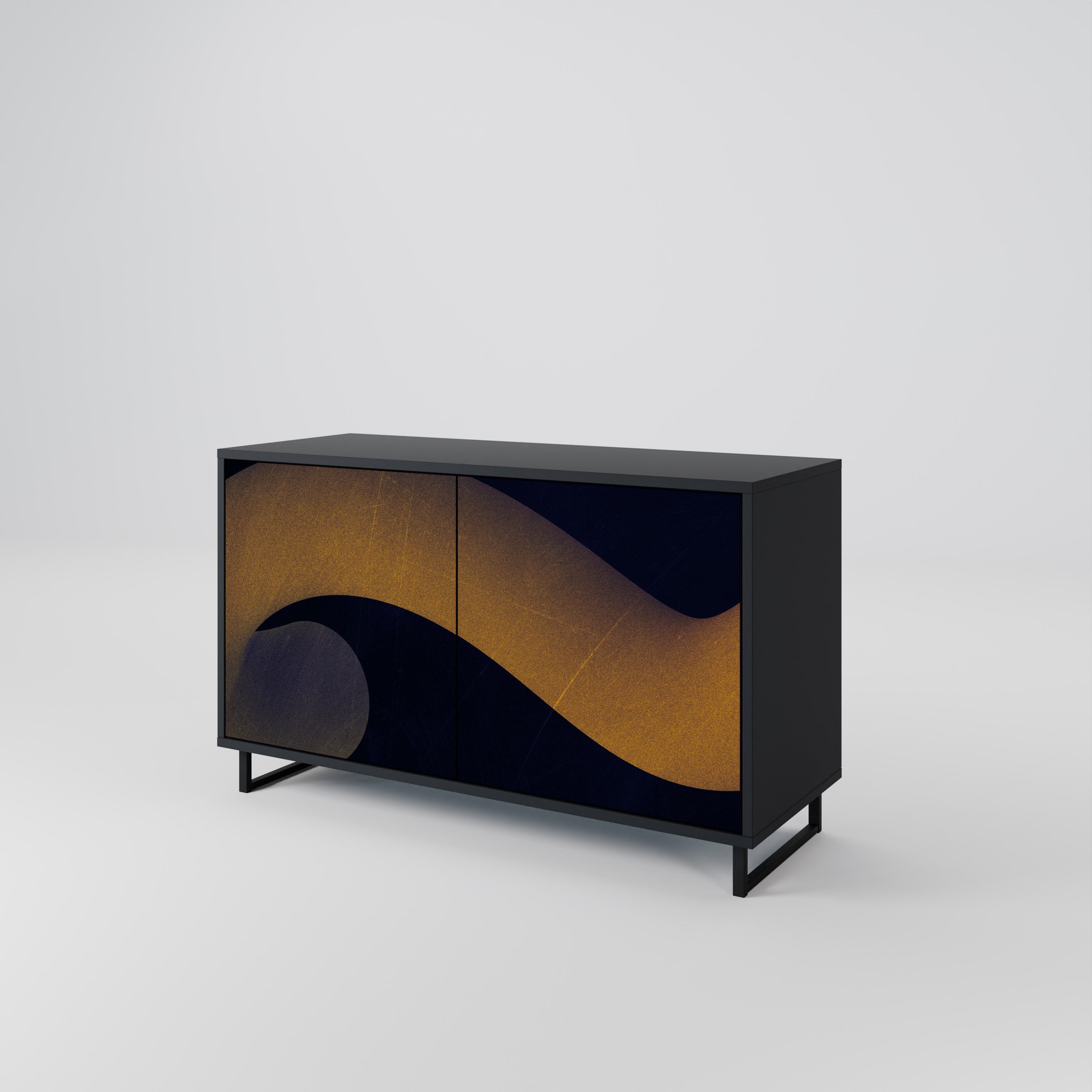 HOLLOW TIME Sideboard mit 2 Türen in Schwarz