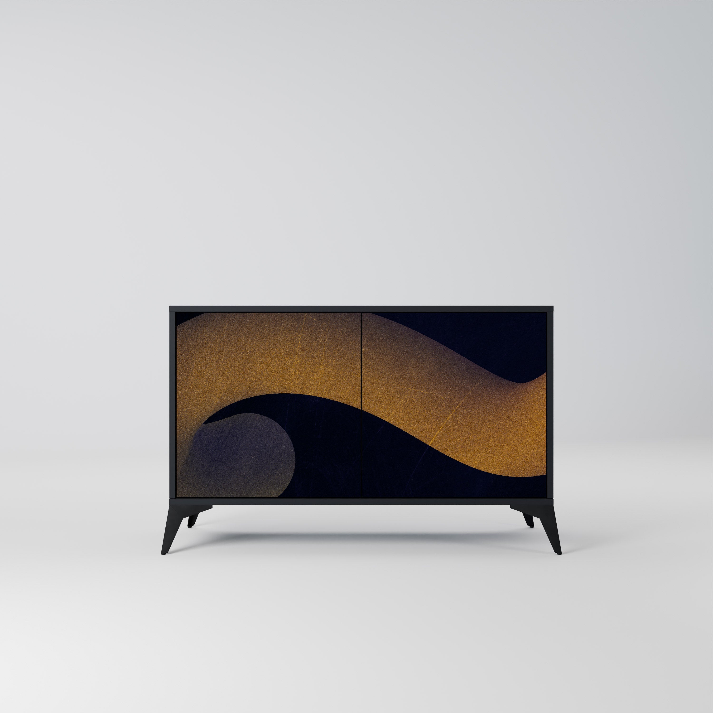 HOLLOW TIME Sideboard mit 2 Türen in Schwarz