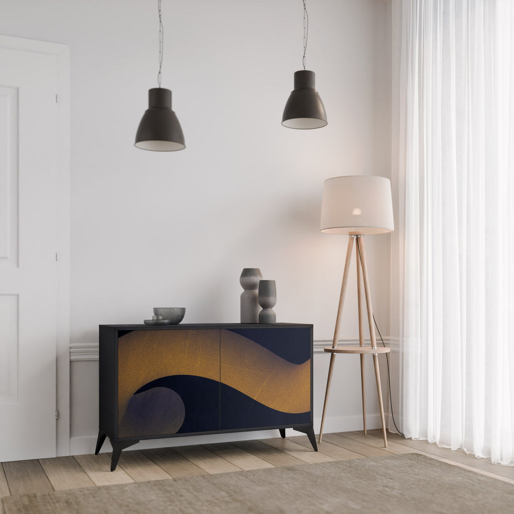 HOLLOW TIME Sideboard mit 2 Türen in Schwarz