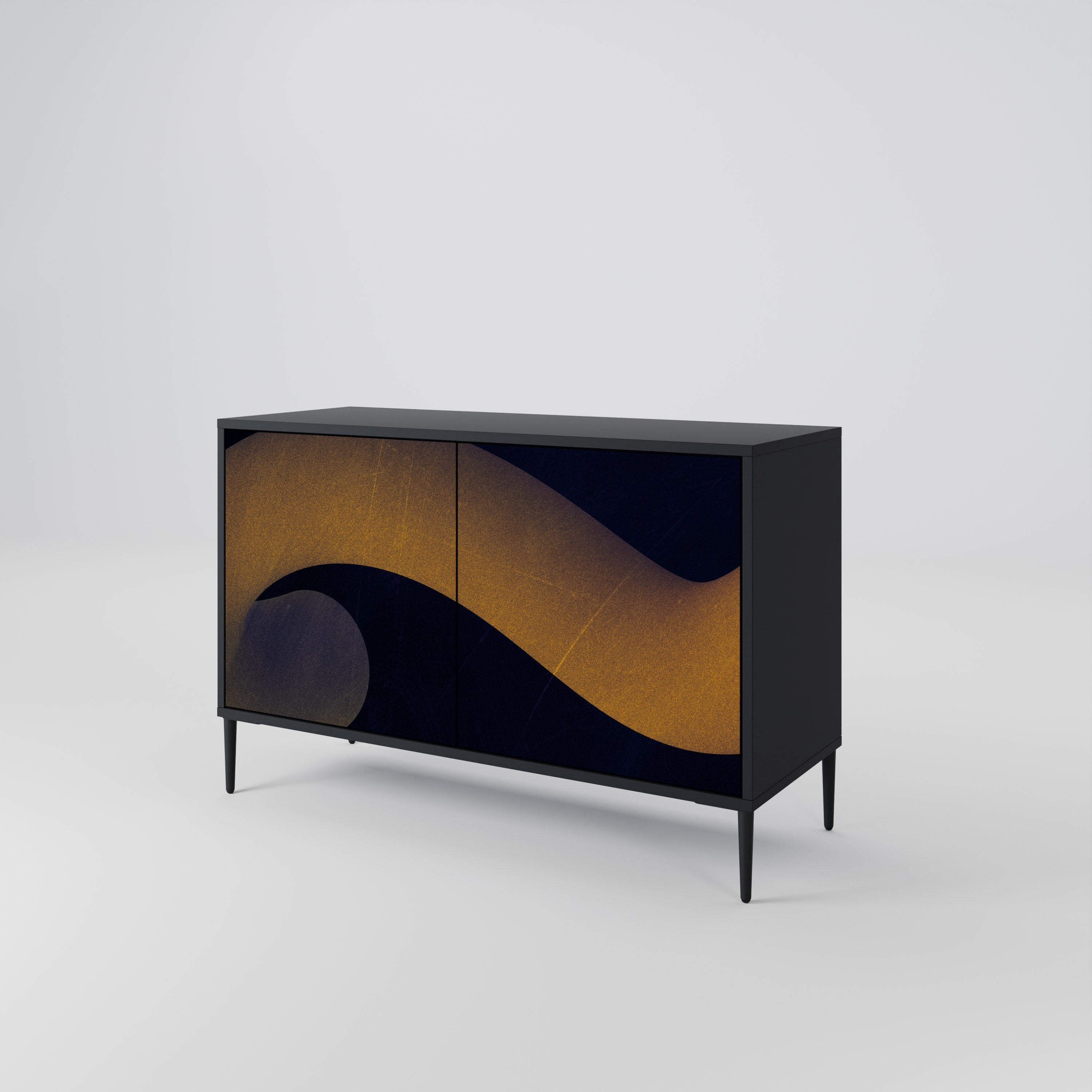 HOLLOW TIME Sideboard mit 2 Türen in Schwarz