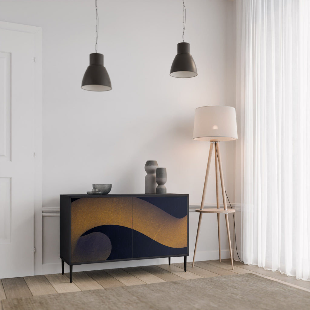 HOLLOW TIME Sideboard mit 2 Türen in Schwarz