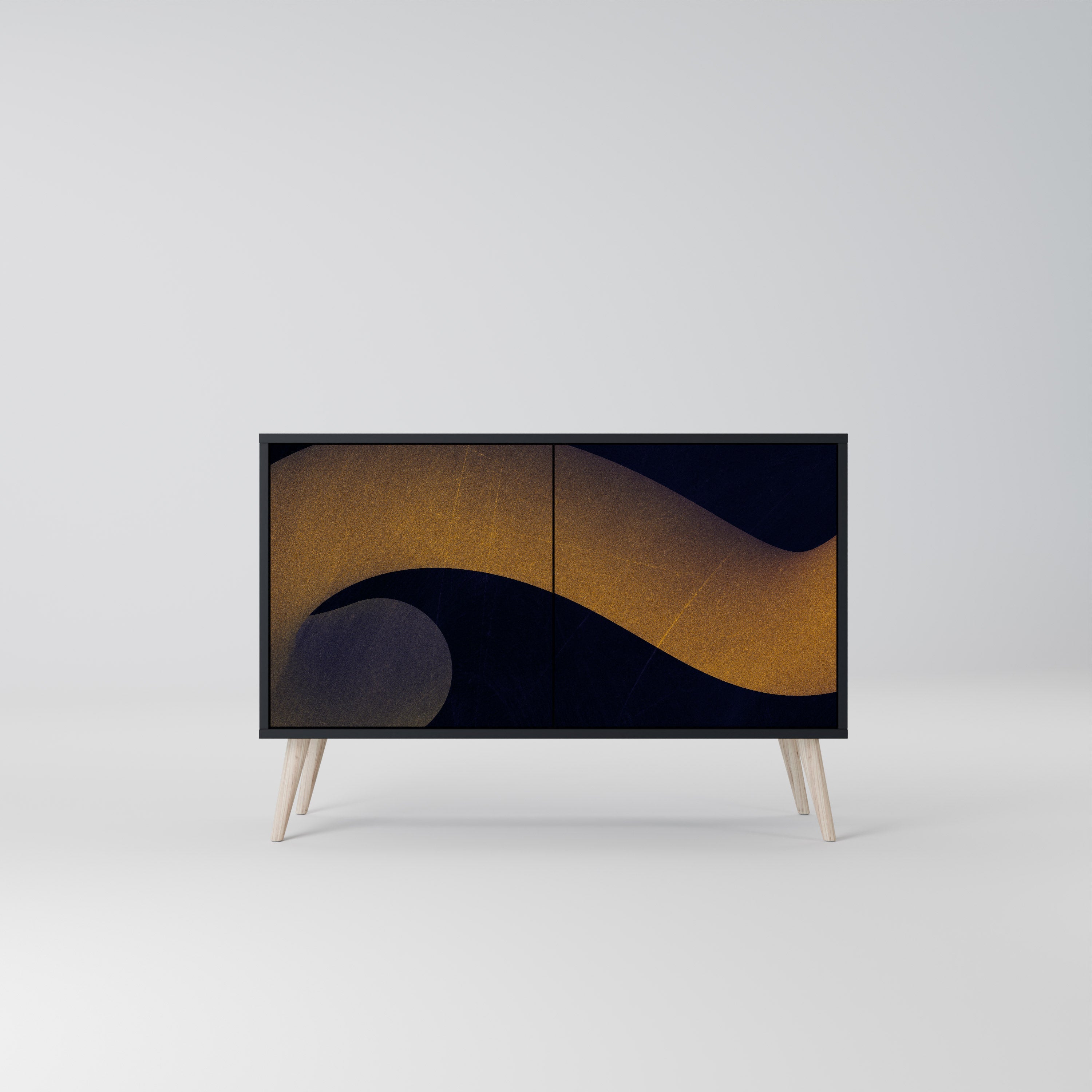 HOLLOW TIME Sideboard mit 2 Türen in Schwarz