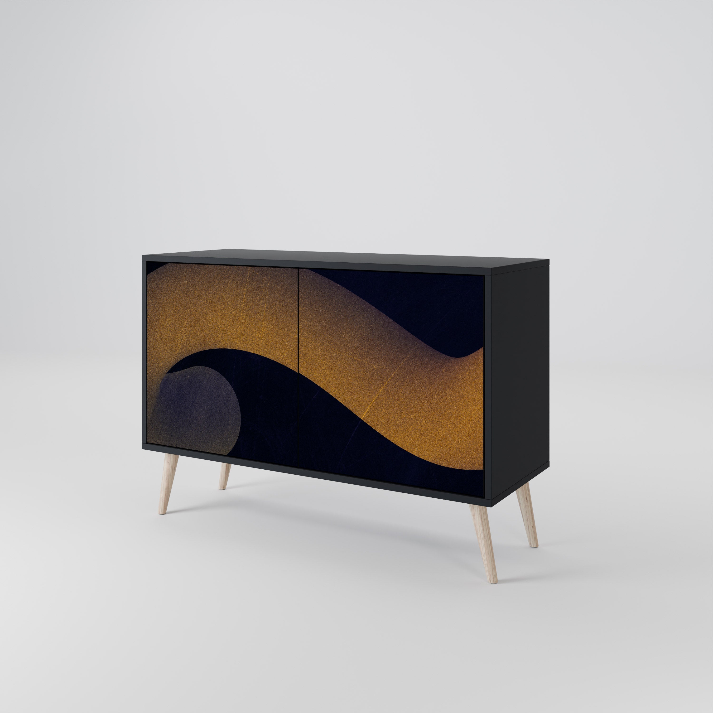 HOLLOW TIME Sideboard mit 2 Türen in Schwarz