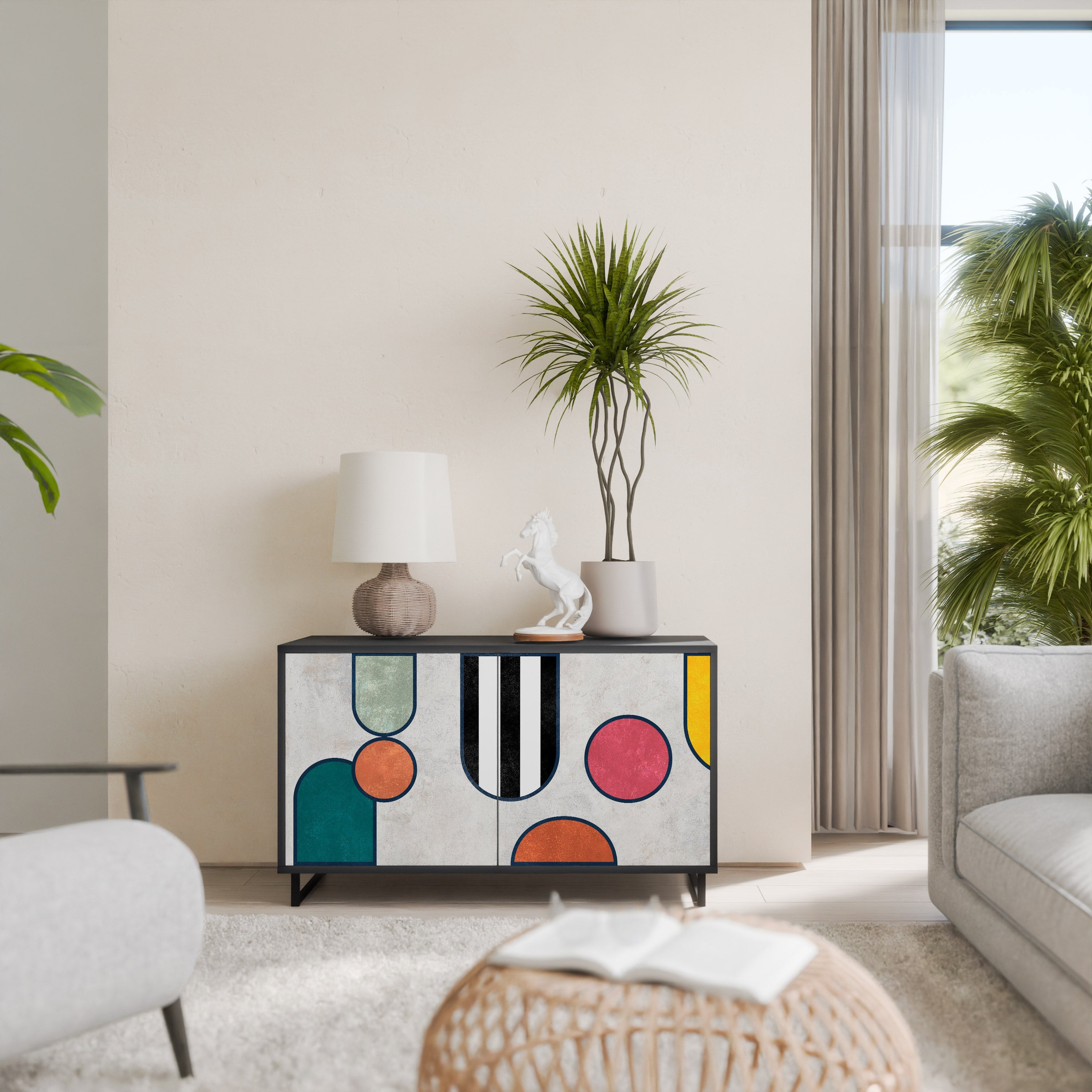 COOL STORY Sideboard mit 2 Türen in Schwarz