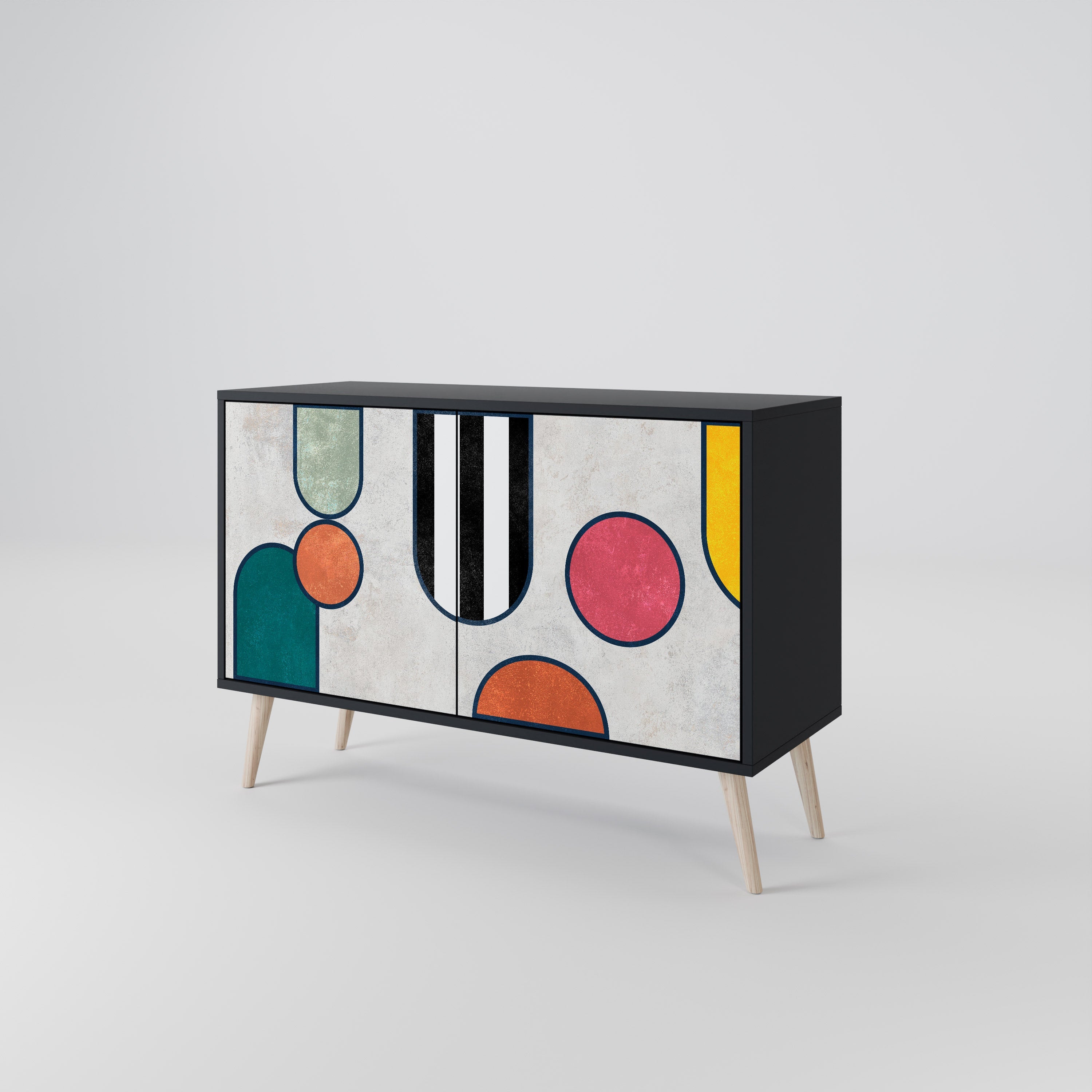 COOL STORY Sideboard mit 2 Türen in Schwarz