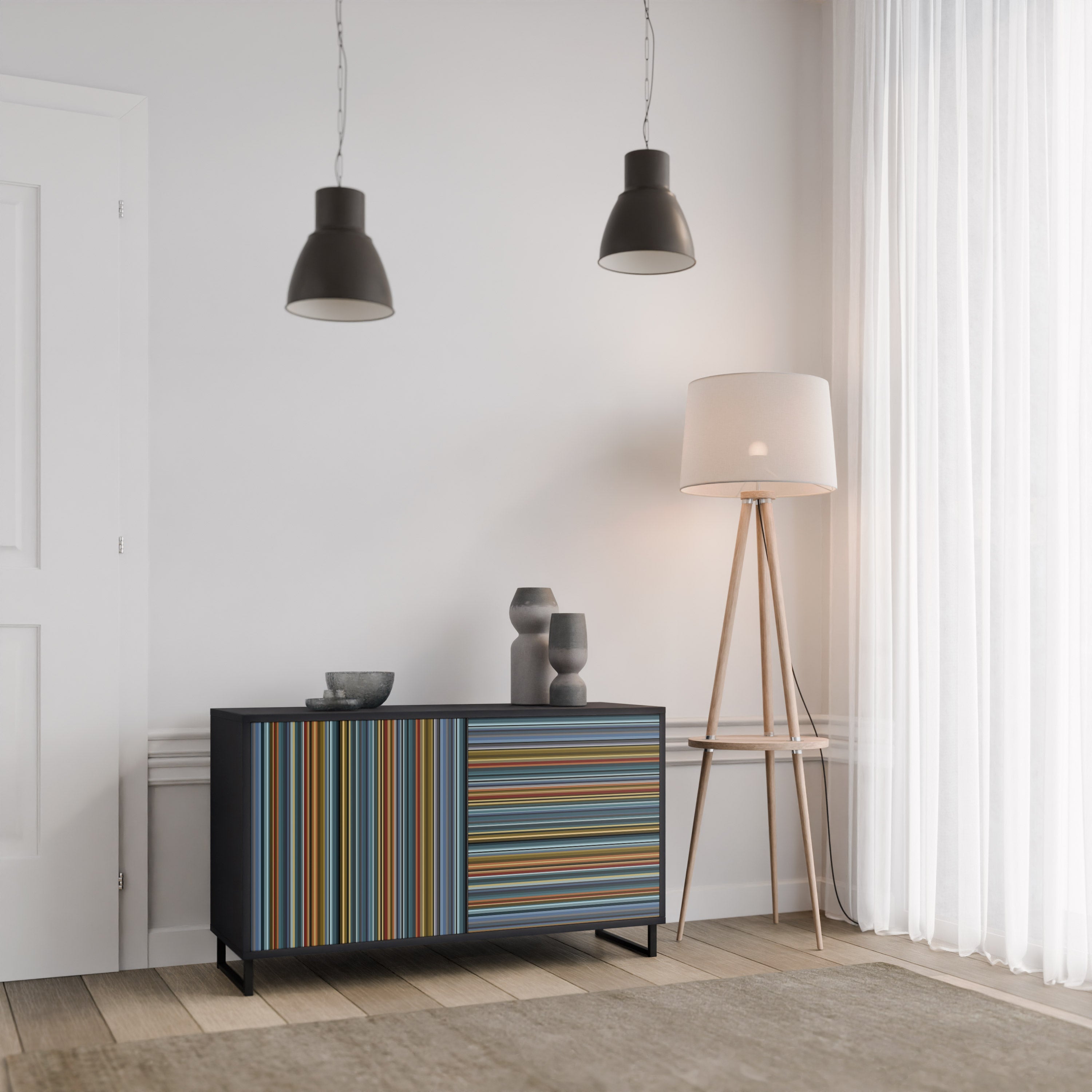 LINEOUT SPECTRUM Sideboard mit 2 Türen in Schwarz