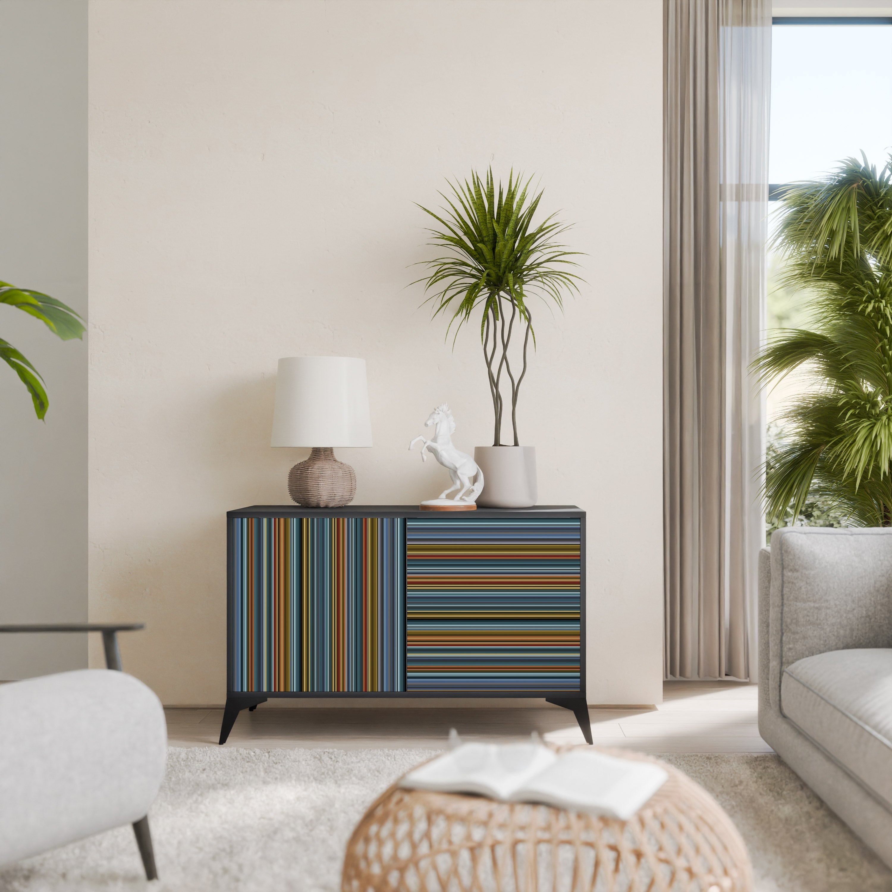 LINEOUT SPECTRUM Sideboard mit 2 Türen in Schwarz