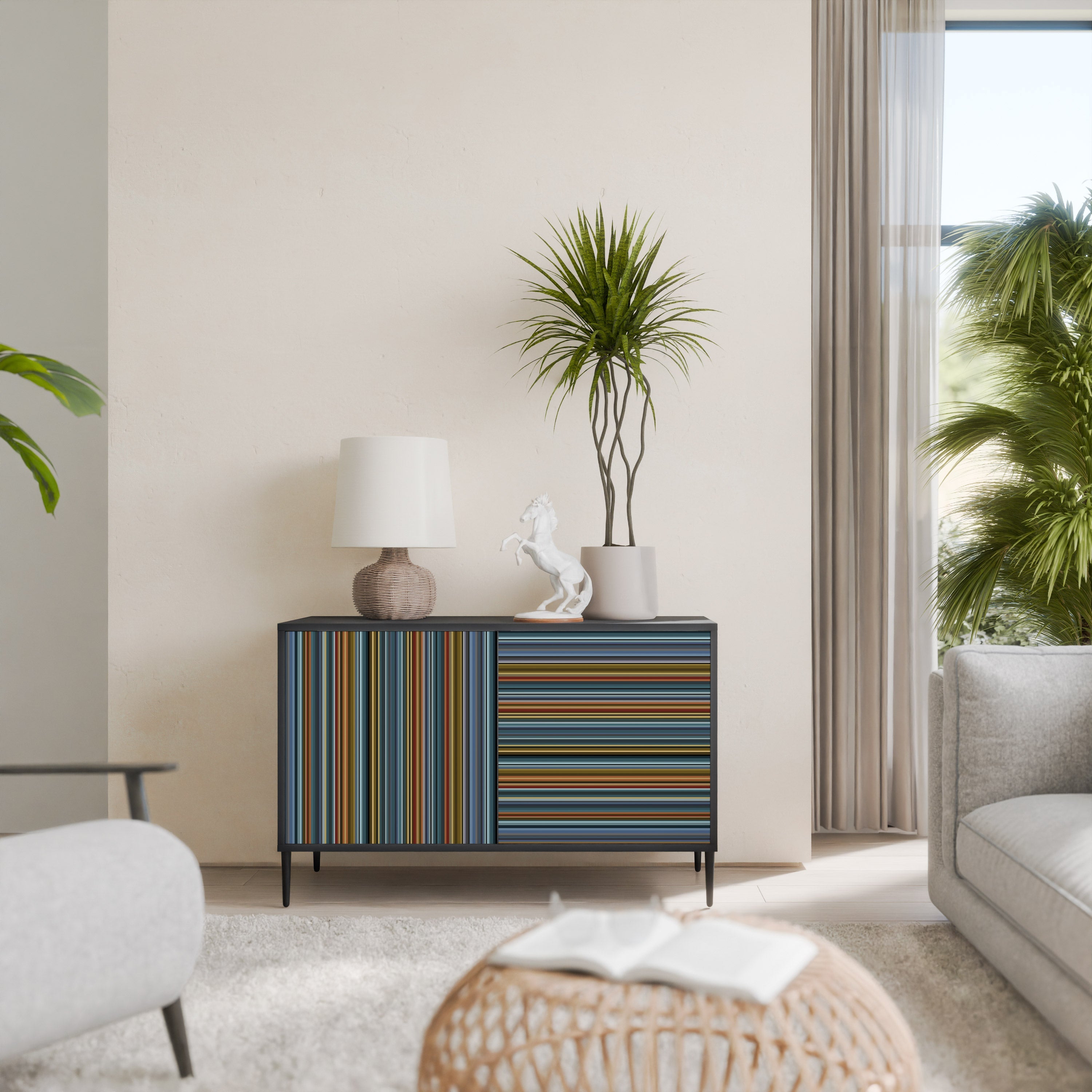 LINEOUT SPECTRUM Sideboard mit 2 Türen in Schwarz