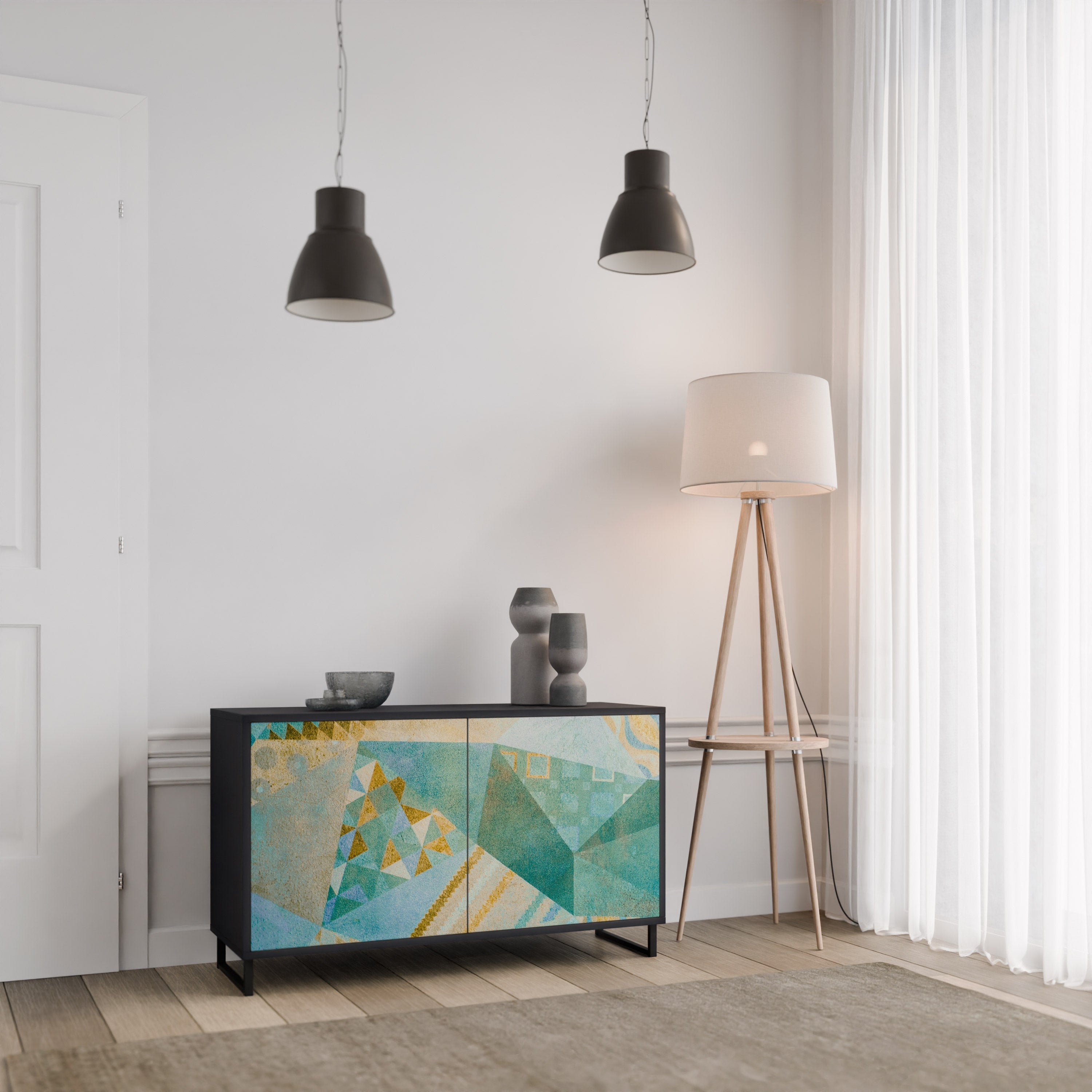 SPECTRUM SPLENDOR Sideboard mit 2 Türen in Schwarz