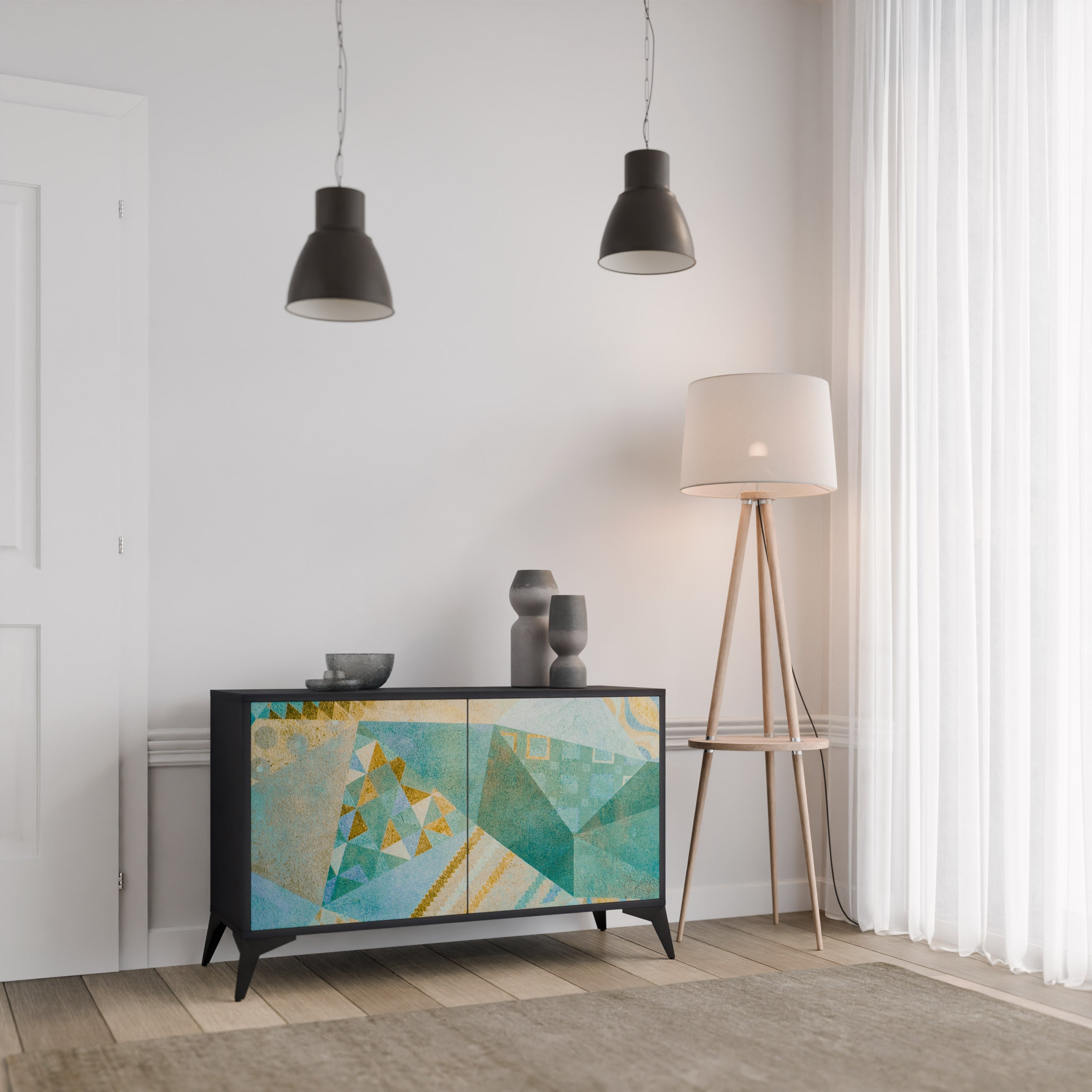 SPECTRUM SPLENDOR Sideboard mit 2 Türen in Schwarz