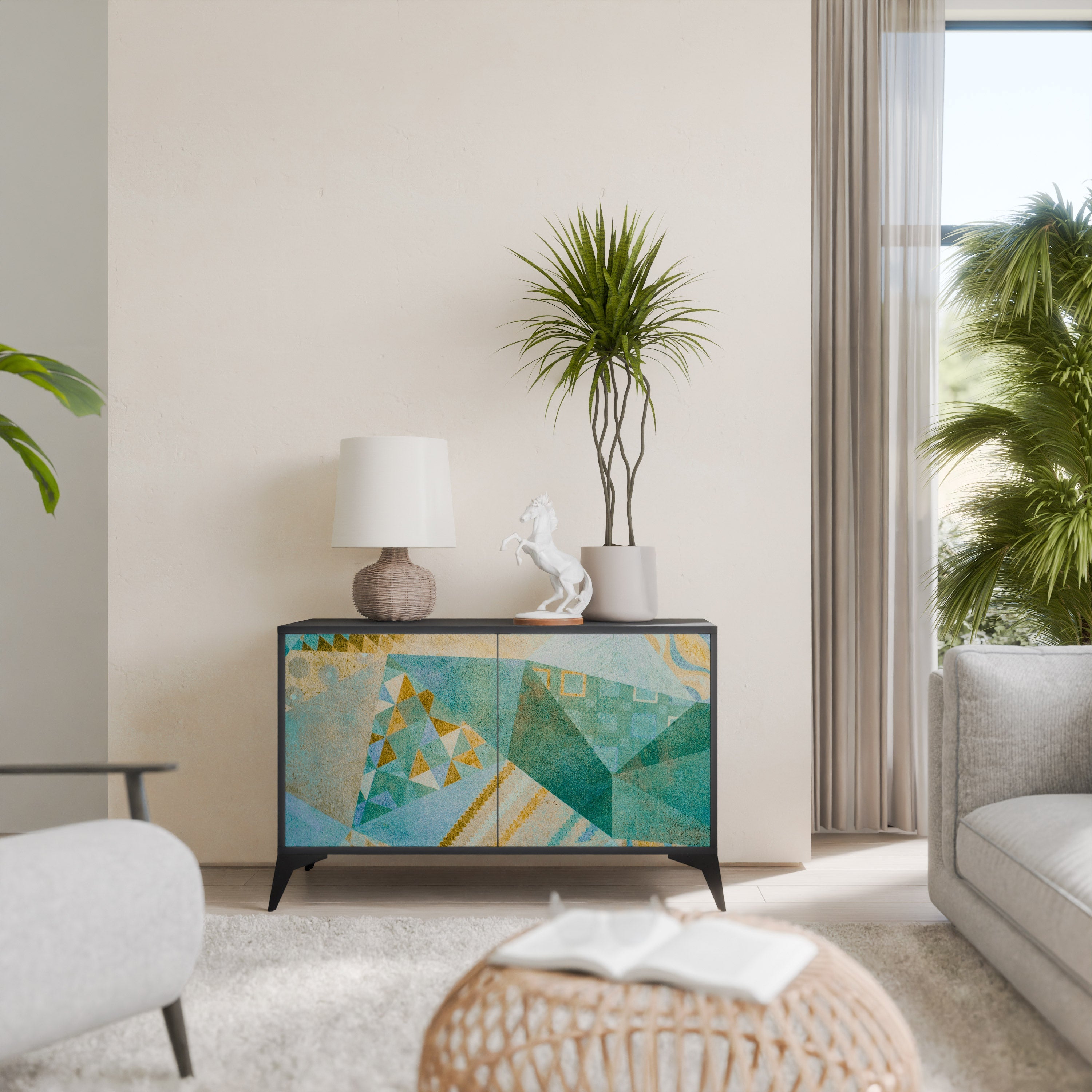 SPECTRUM SPLENDOR Sideboard mit 2 Türen in Schwarz