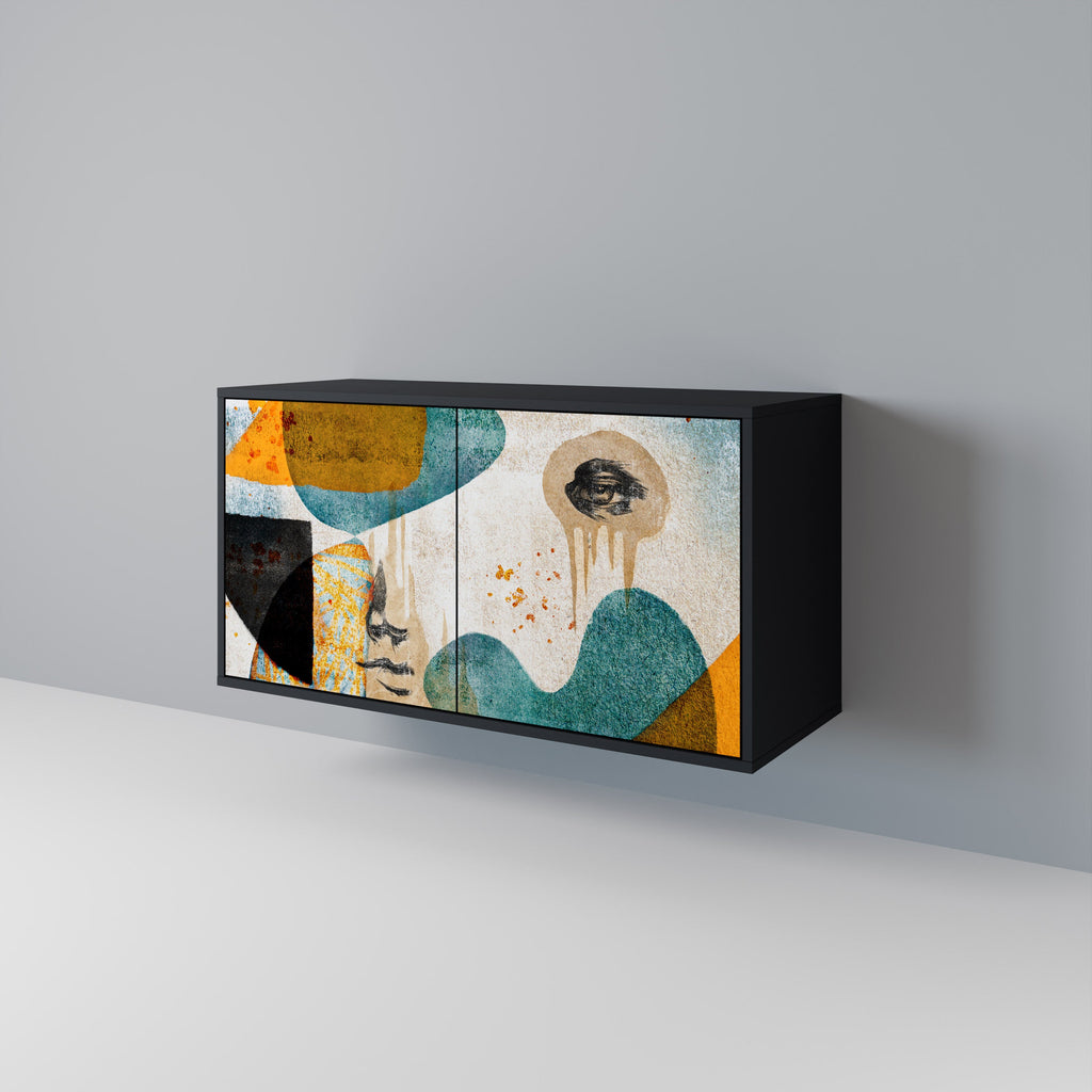 ABSTRACT FACES Sideboard mit 2 Türen in Schwarz