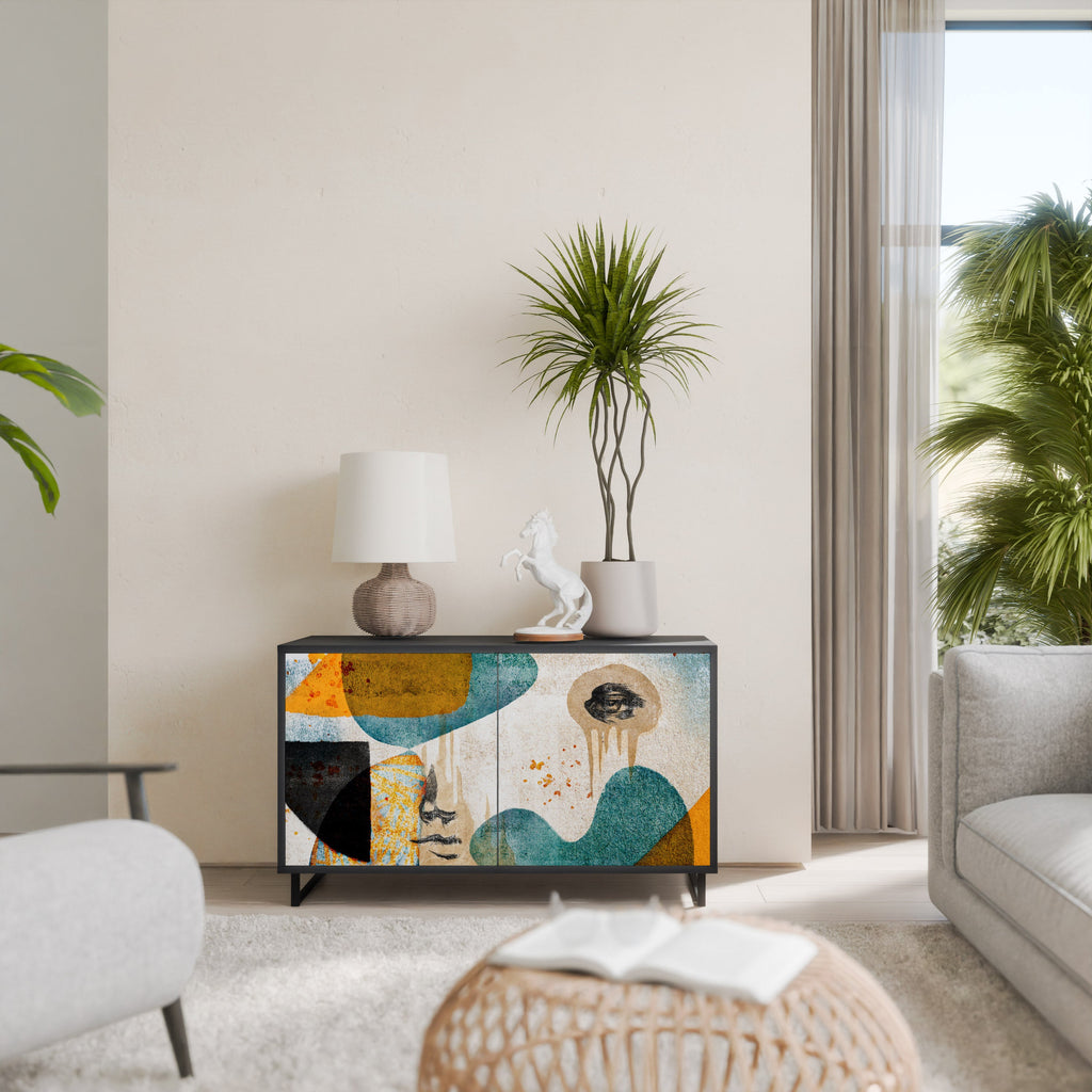 ABSTRACT FACES Sideboard mit 2 Türen in Schwarz