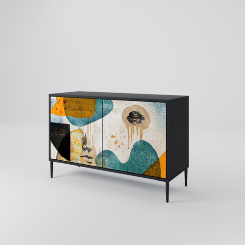 ABSTRACT FACES Sideboard mit 2 Türen in Schwarz