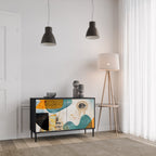 ABSTRACT FACES Sideboard mit 2 Türen in Schwarz