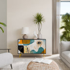 ABSTRACT FACES Sideboard mit 2 Türen in Schwarz