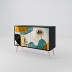 ABSTRACT FACES Sideboard mit 2 Türen in Schwarz