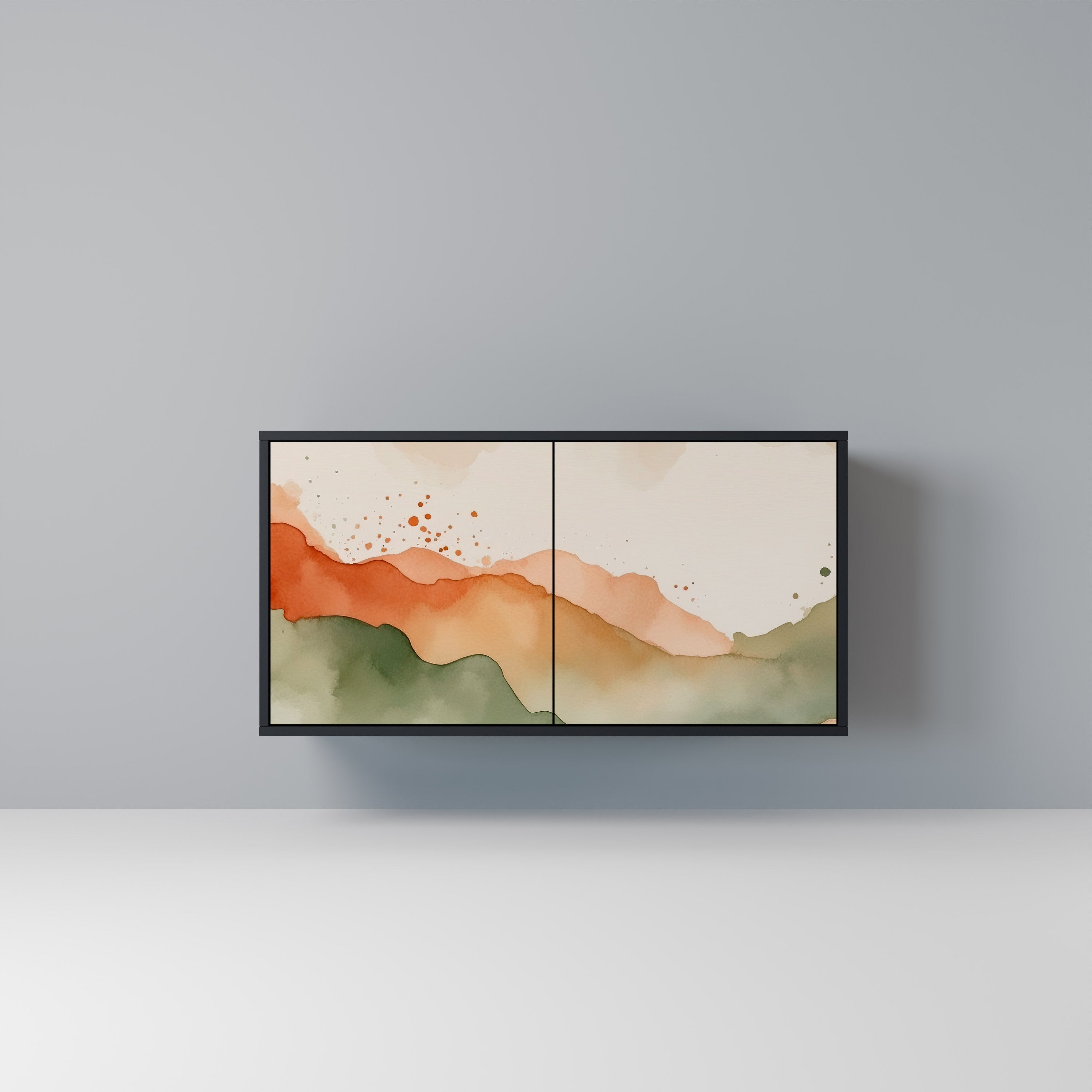 WATERCOLOUR PEAKS Sideboard mit 2 Türen in Schwarz