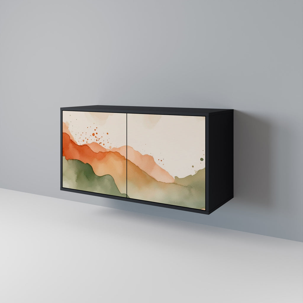 WATERCOLOUR PEAKS Sideboard mit 2 Türen in Schwarz