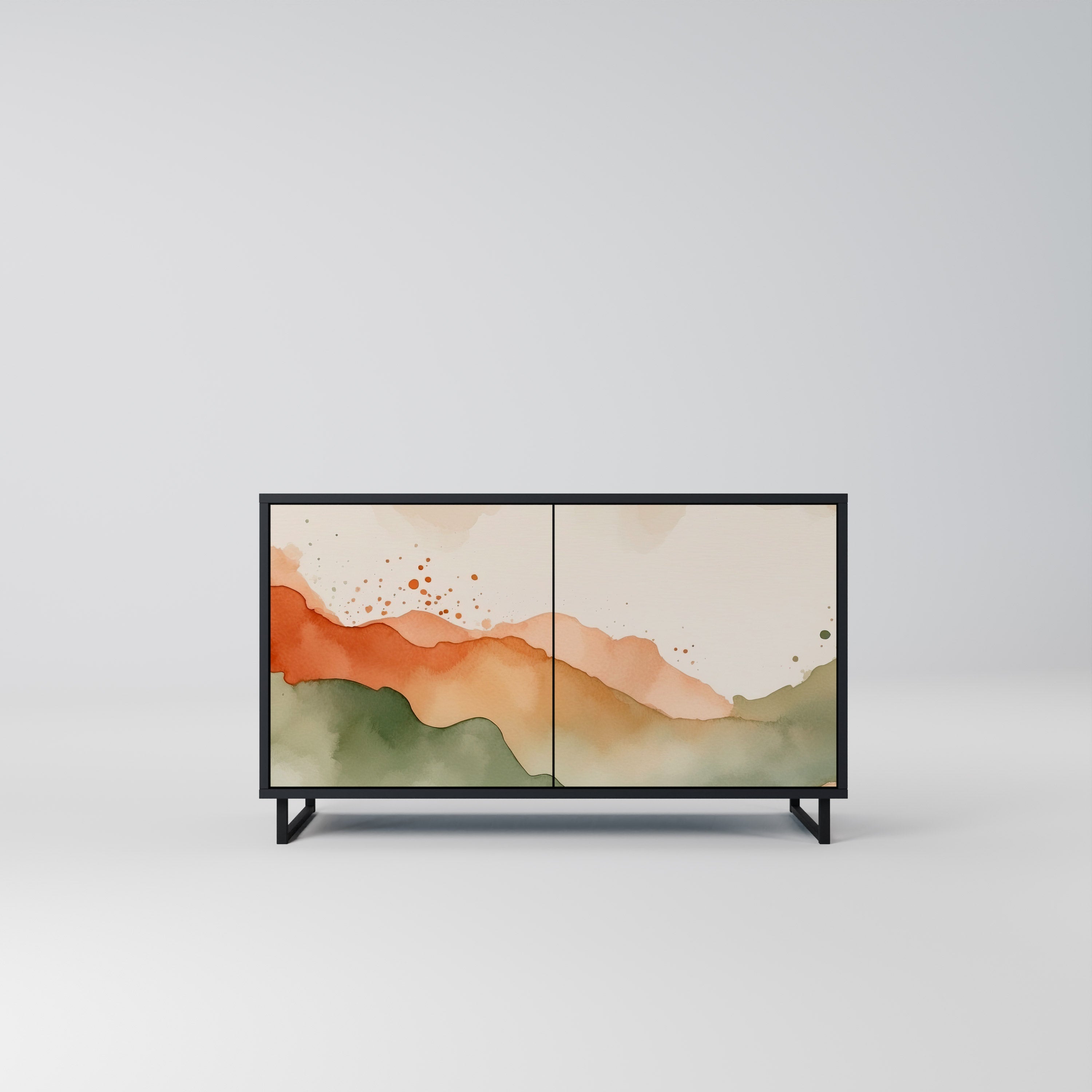 WATERCOLOUR PEAKS Sideboard mit 2 Türen in Schwarz
