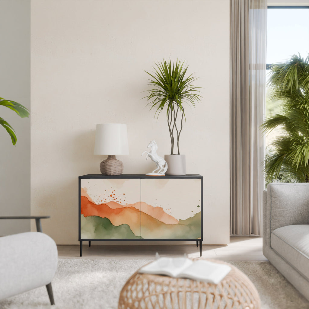 WATERCOLOUR PEAKS Sideboard mit 2 Türen in Schwarz