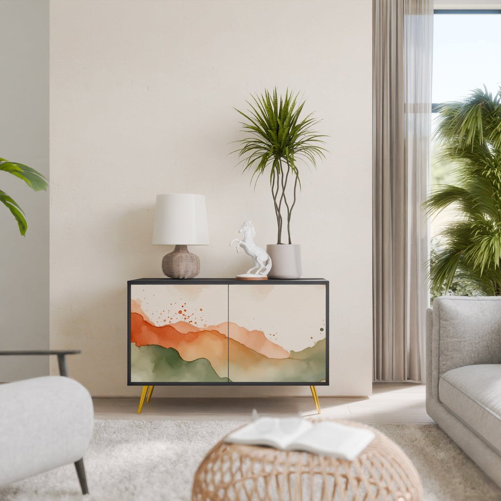 WATERCOLOUR PEAKS Sideboard mit 2 Türen in Schwarz