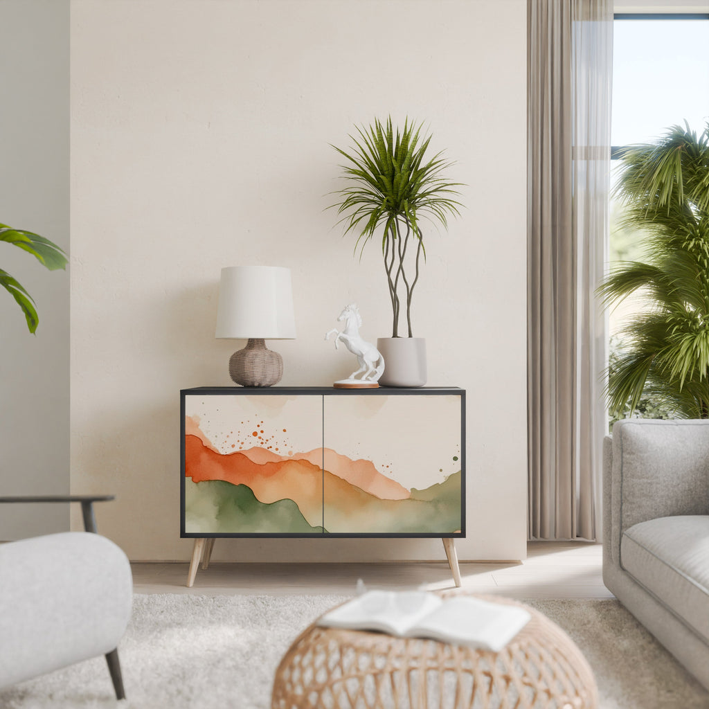 WATERCOLOUR PEAKS Sideboard mit 2 Türen in Schwarz