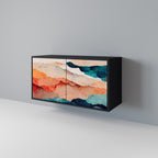 ABSTRACT LANDSCAPE Sideboard mit 2 Türen in Schwarz