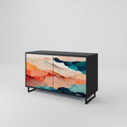 ABSTRACT LANDSCAPE Sideboard mit 2 Türen in Schwarz