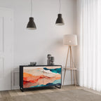 ABSTRACT LANDSCAPE Sideboard mit 2 Türen in Schwarz