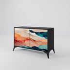 ABSTRACT LANDSCAPE Sideboard mit 2 Türen in Schwarz