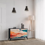 ABSTRACT LANDSCAPE Sideboard mit 2 Türen in Schwarz