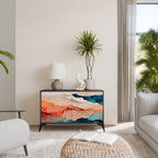 ABSTRACT LANDSCAPE Sideboard mit 2 Türen in Schwarz