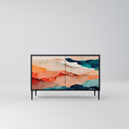 ABSTRACT LANDSCAPE Sideboard mit 2 Türen in Schwarz